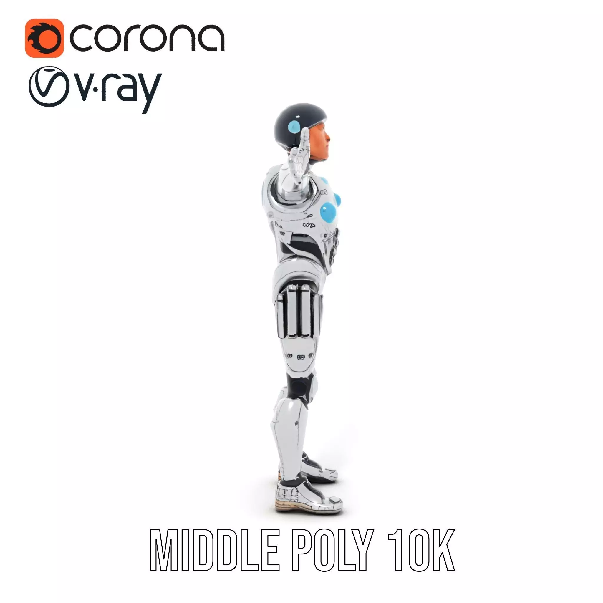 Advanced Silver Robot model pack Low-poly 3D model_18