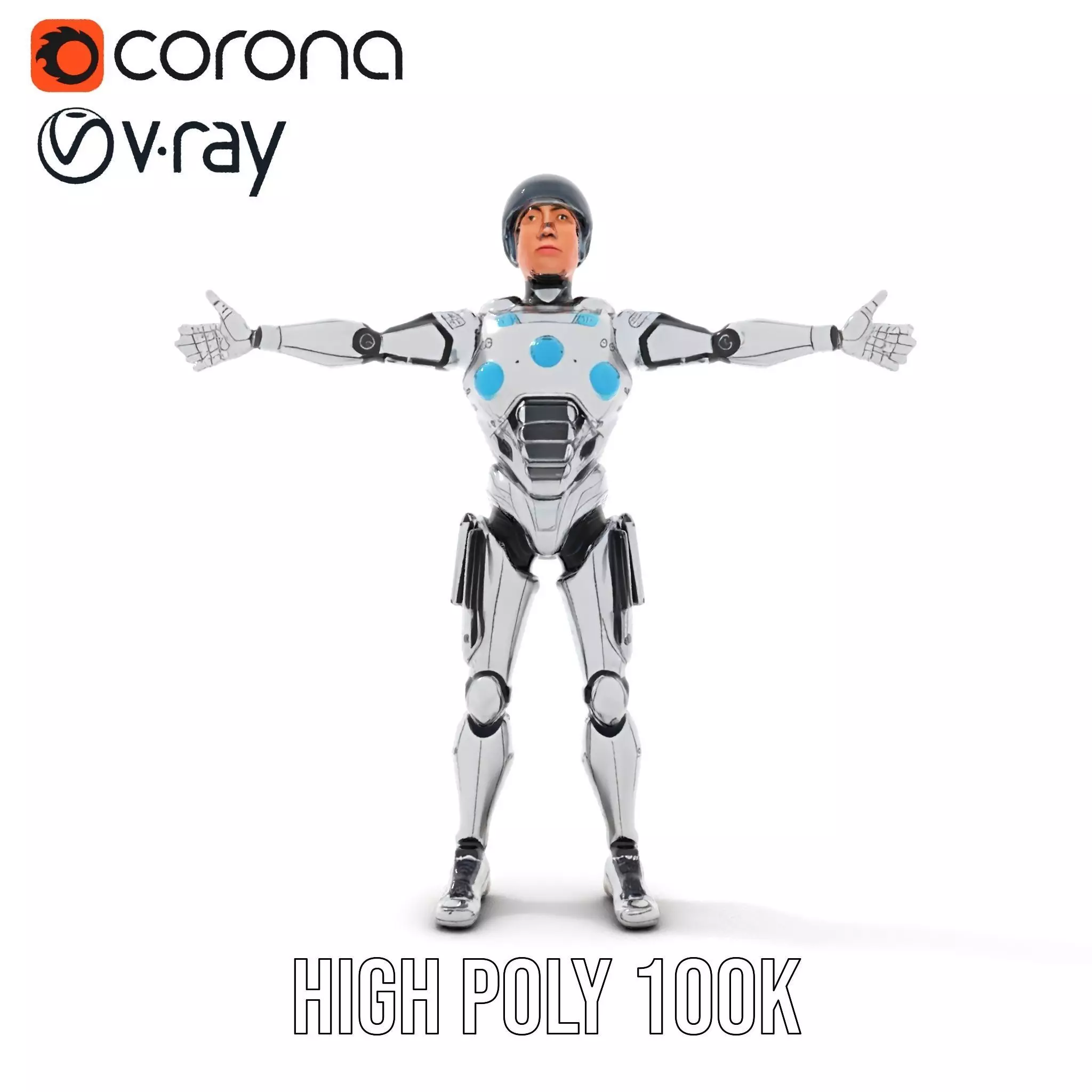 Advanced Silver Robot model pack Low-poly 3D model_26