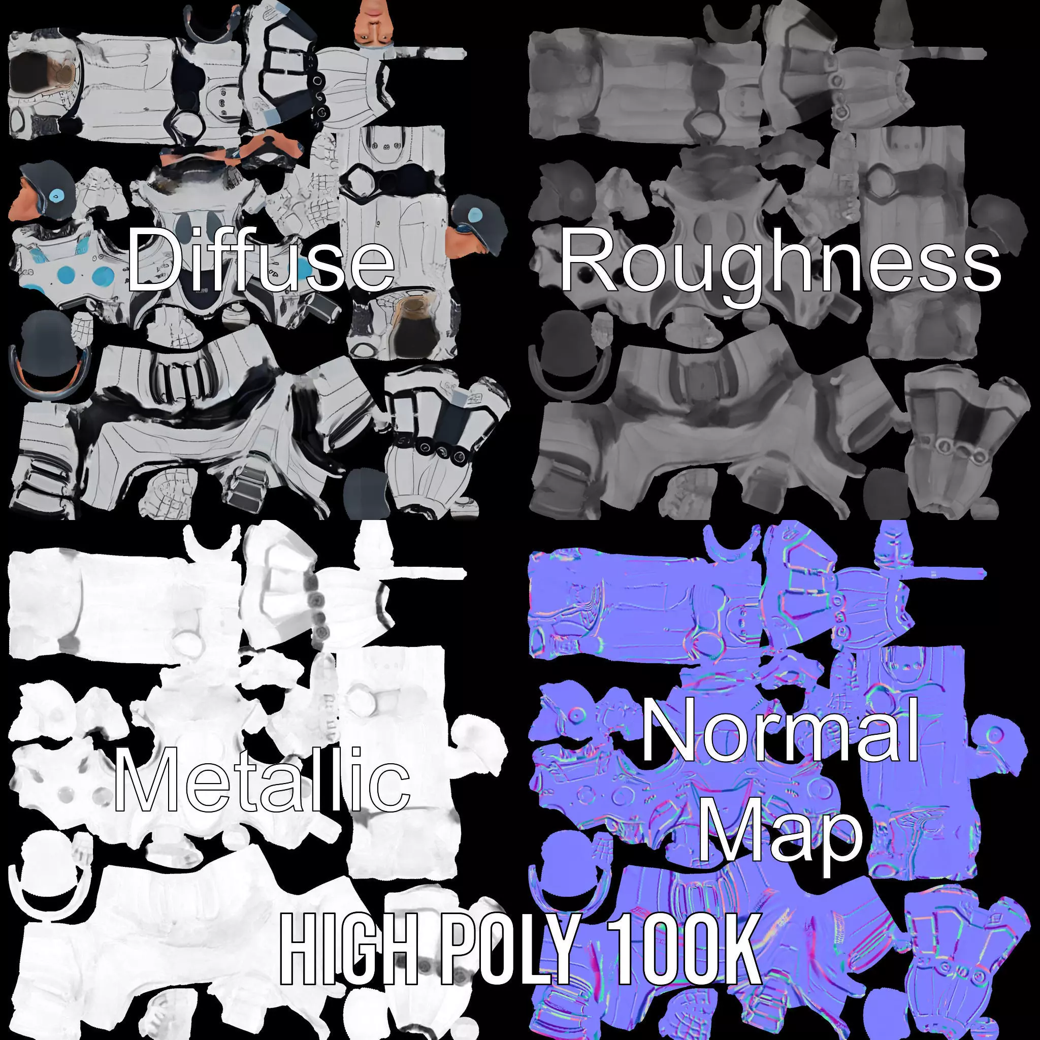 Advanced Silver Robot model pack Low-poly 3D model_3
