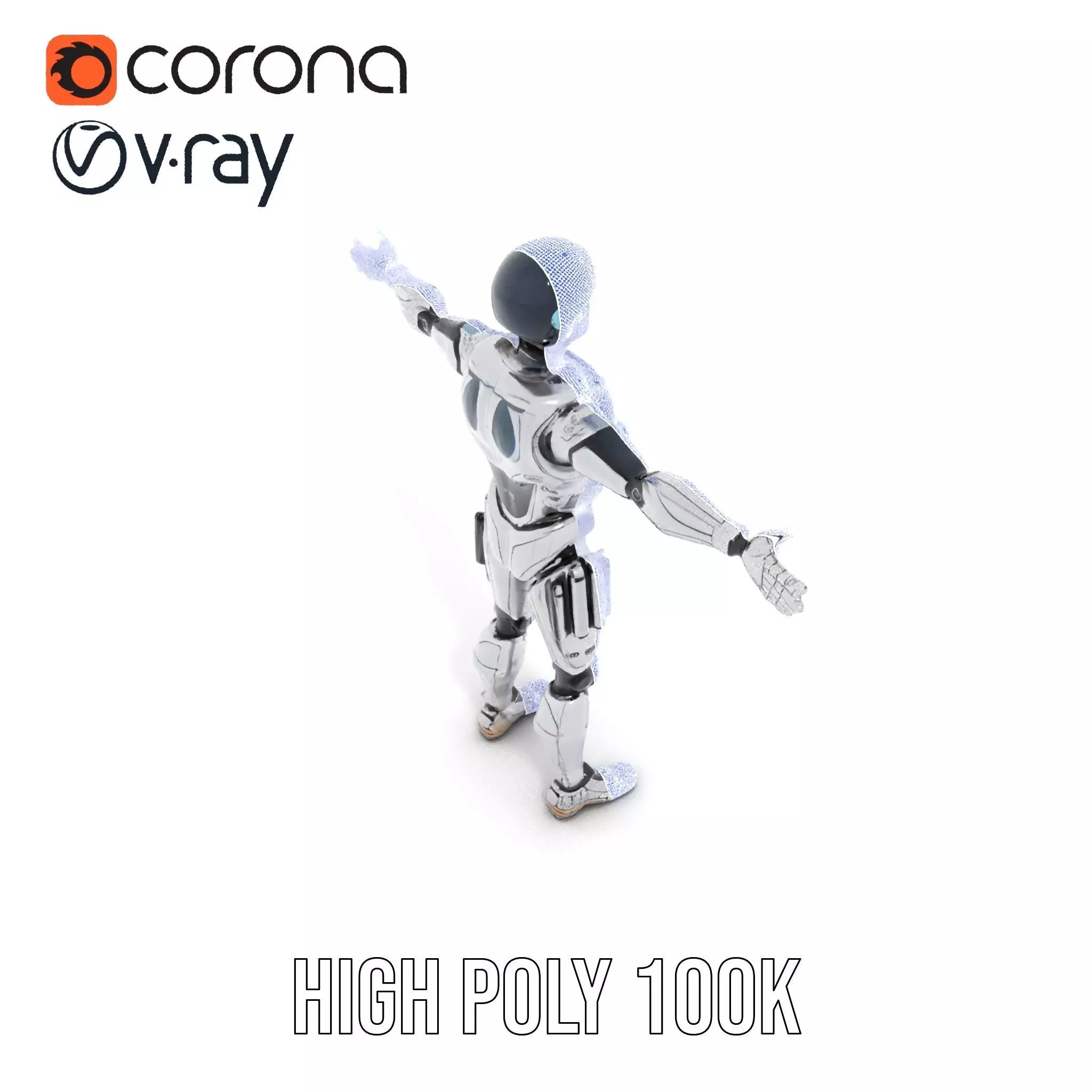 Advanced Silver Robot model pack Low-poly 3D model_31