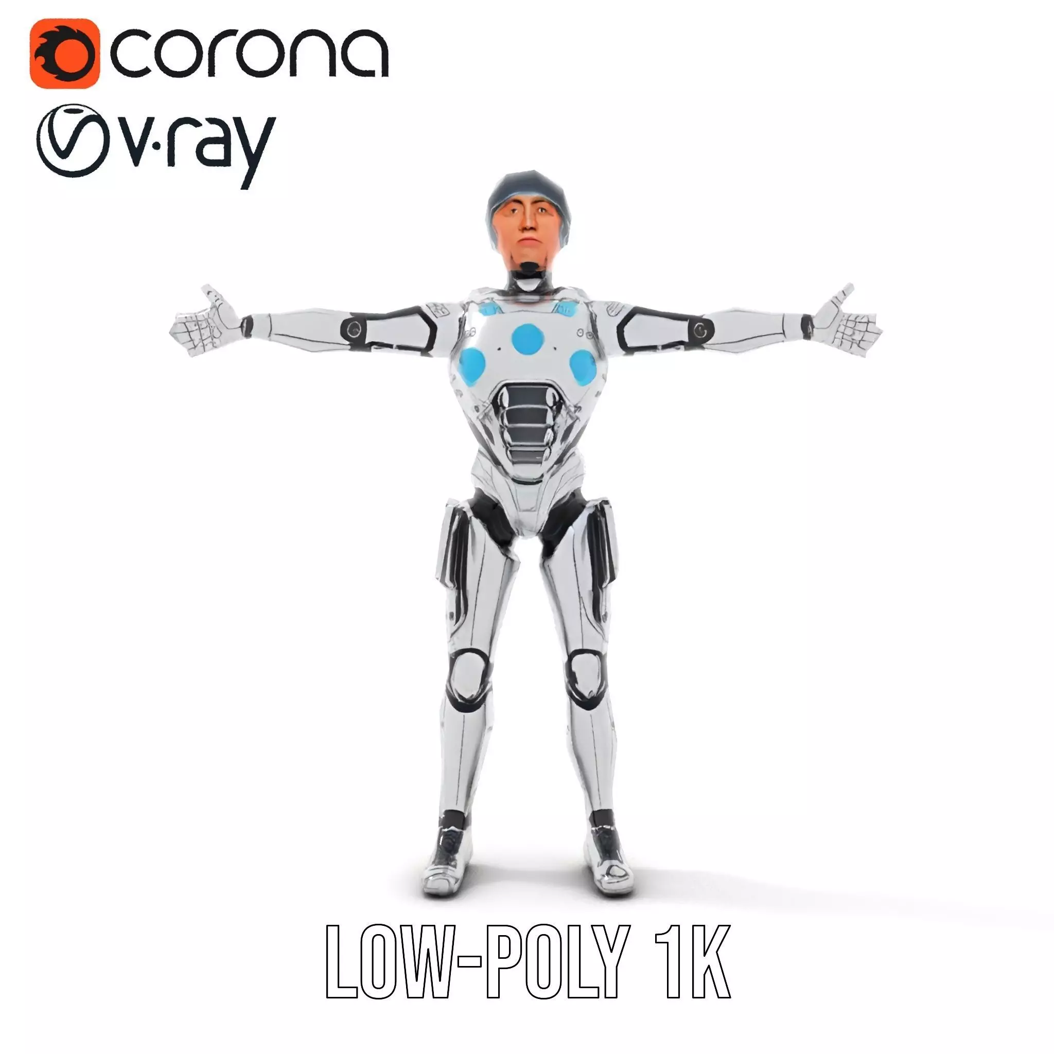 Advanced Silver Robot model pack Low-poly 3D model_12