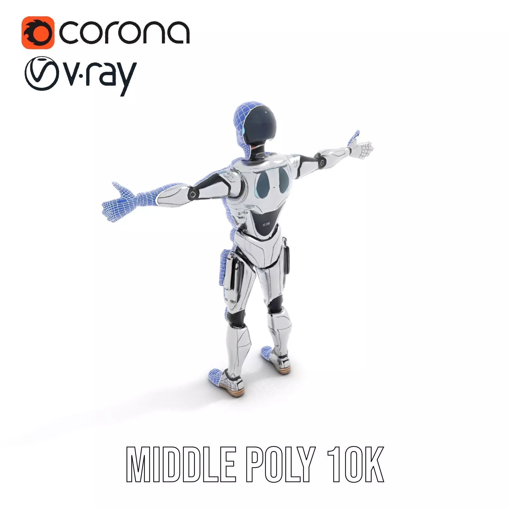 Advanced Silver Robot model pack Low-poly 3D model_13