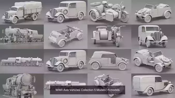 WWII Axis Vehicles Collection 5 Models