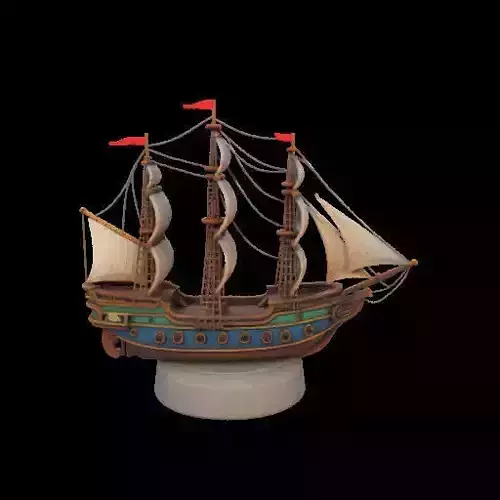 2225Pirate Sailing Ship with Cannons Minimalist Model