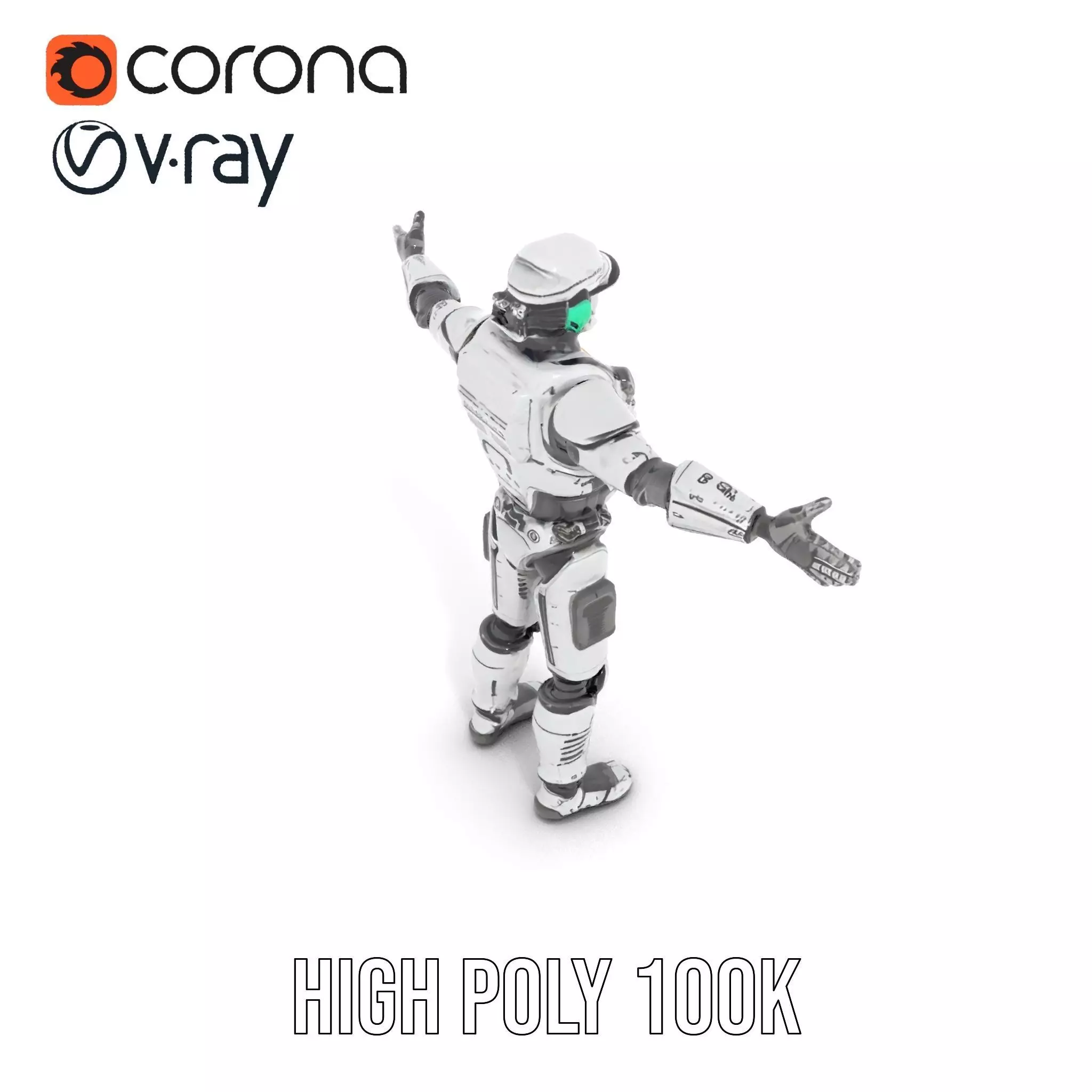 Advanced Silver Robot model pack Low-poly 3D model_26