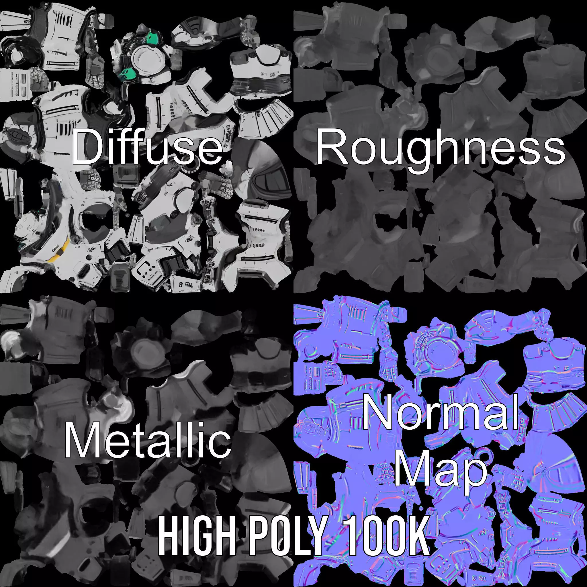 Advanced Silver Robot model pack Low-poly 3D model_3