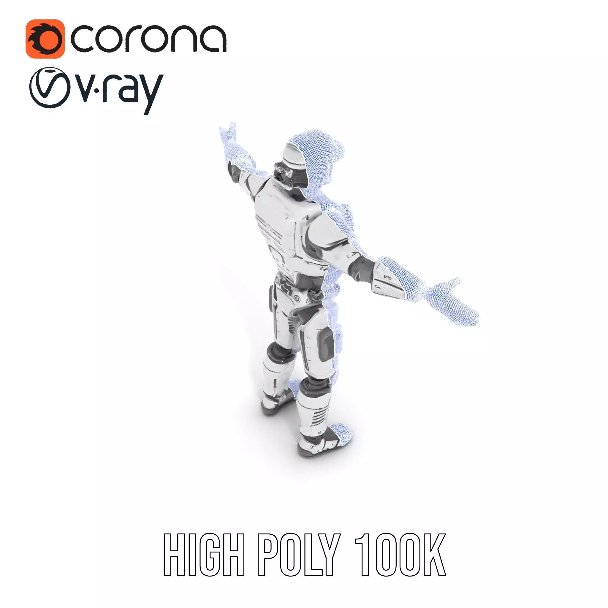Advanced Silver Robot model pack Low-poly 3D model_29