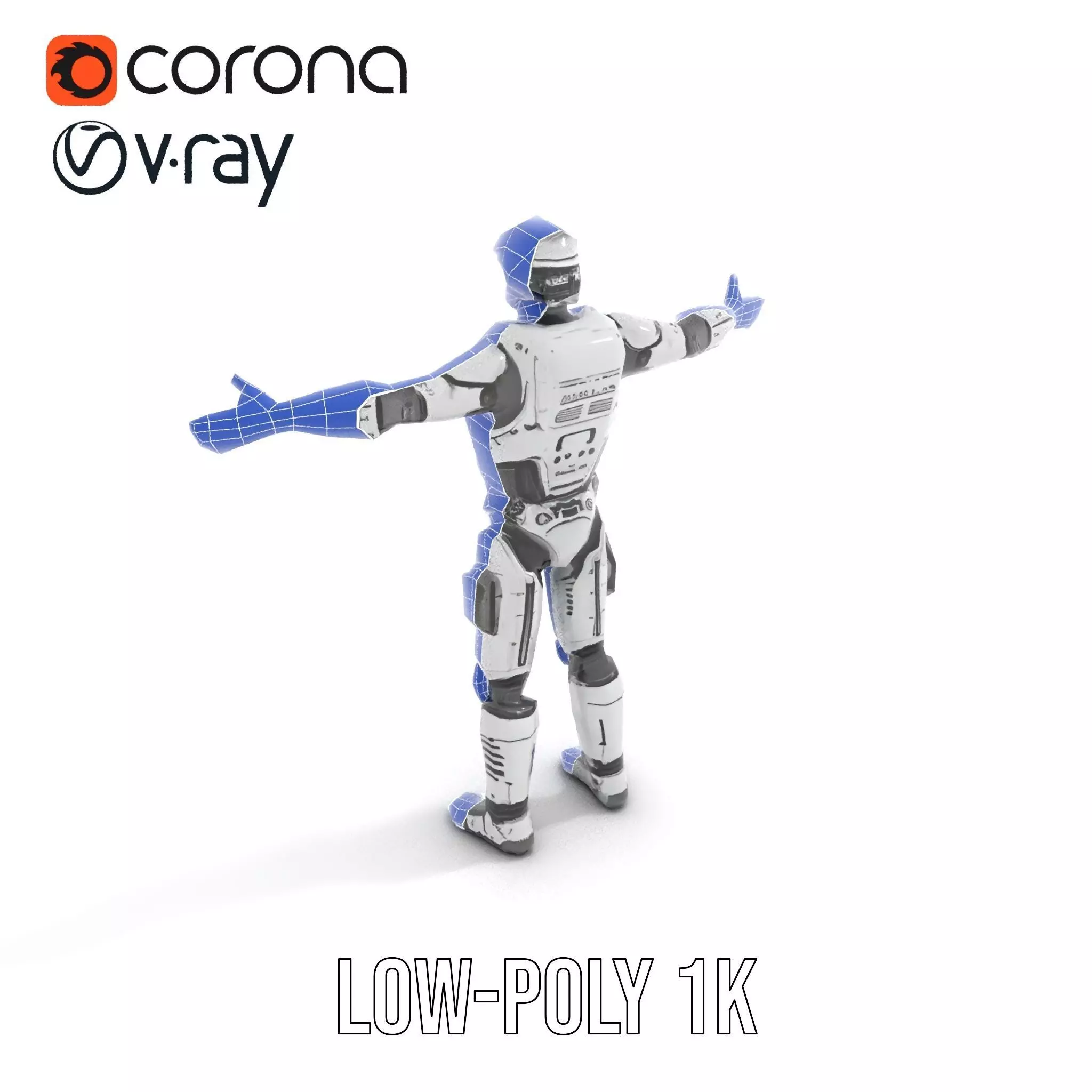 Advanced Silver Robot model pack Low-poly 3D model_19