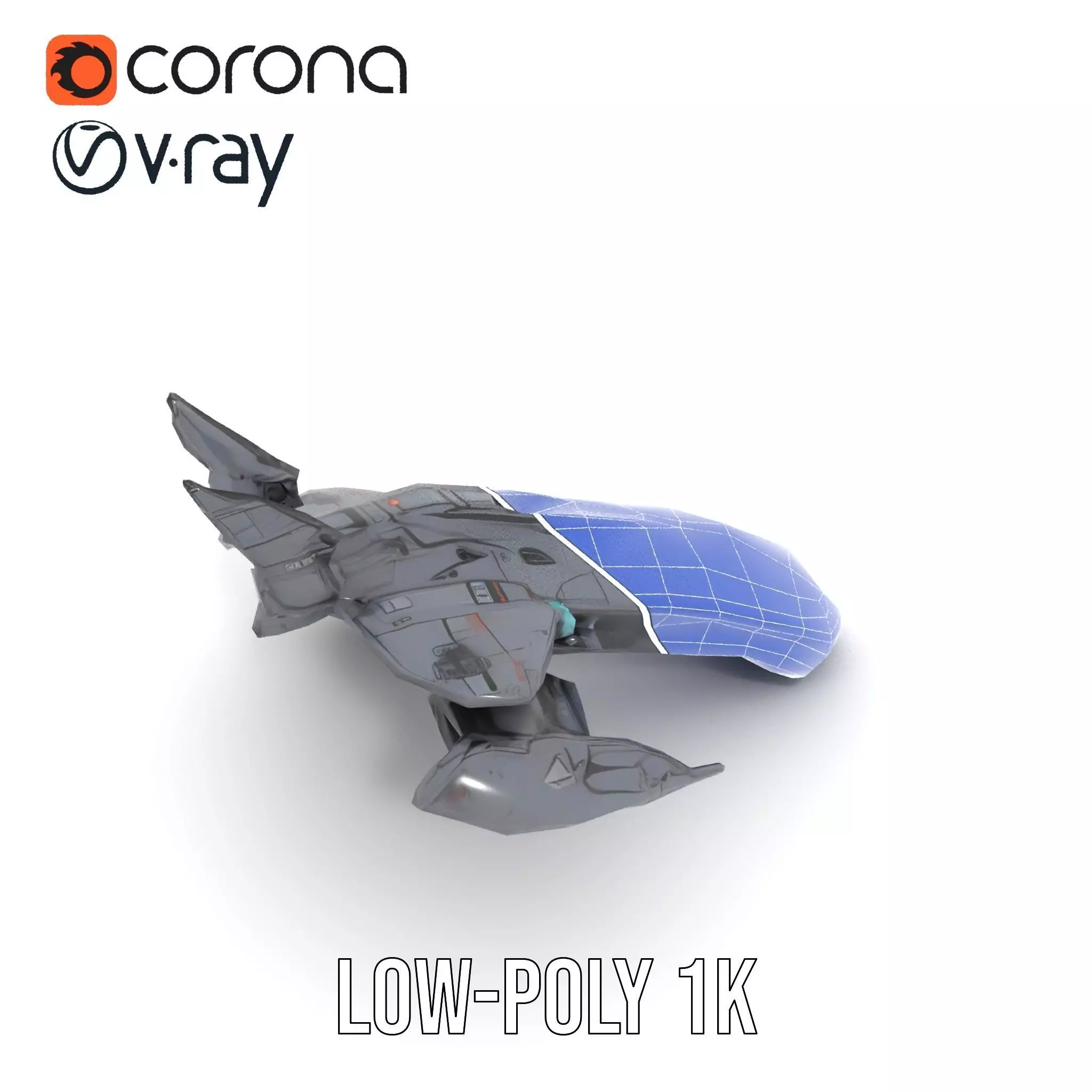 Sleek Spacefighter model pack Low-poly 3D model_25