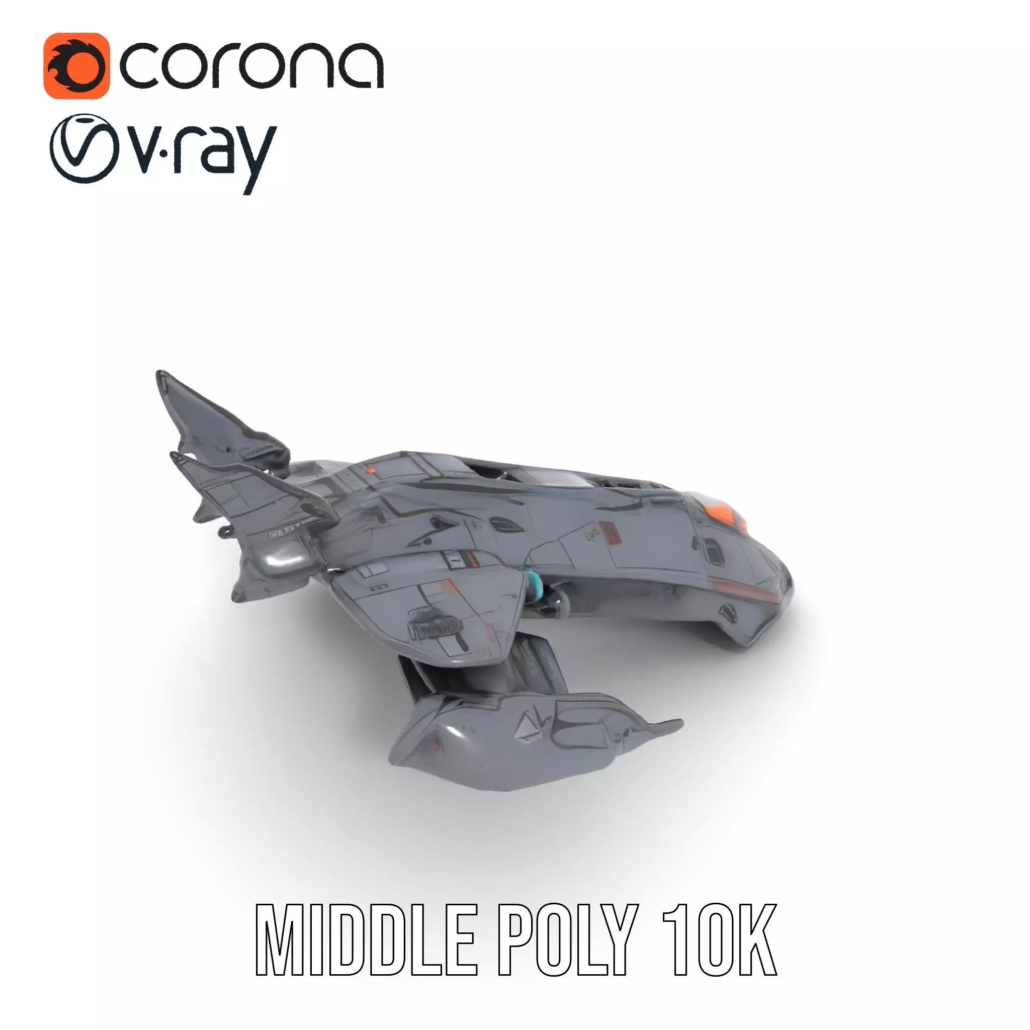 Sleek Spacefighter model pack Low-poly 3D model_11