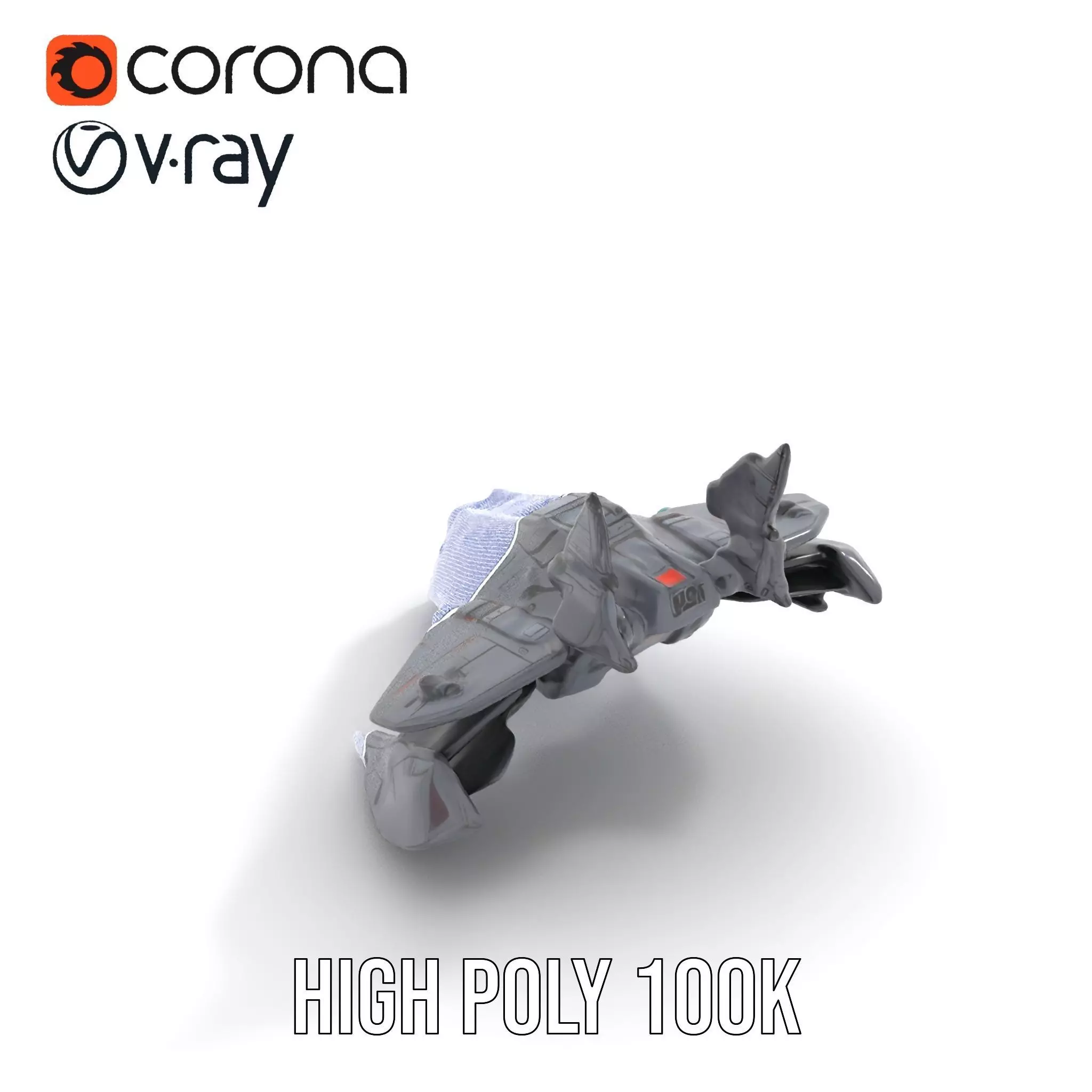 Sleek Spacefighter model pack Low-poly 3D model_31