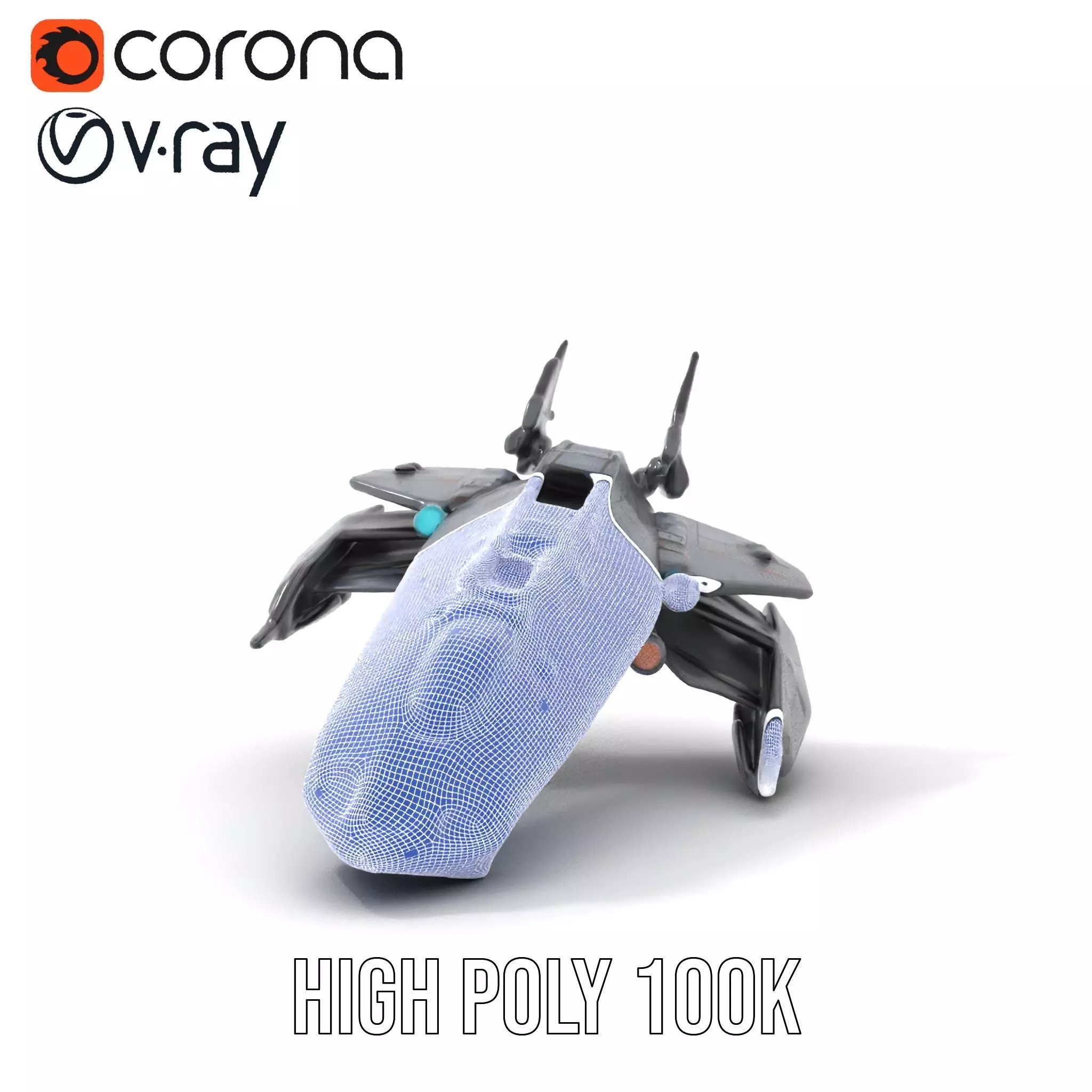 Sleek Spacefighter model pack Low-poly 3D model_34