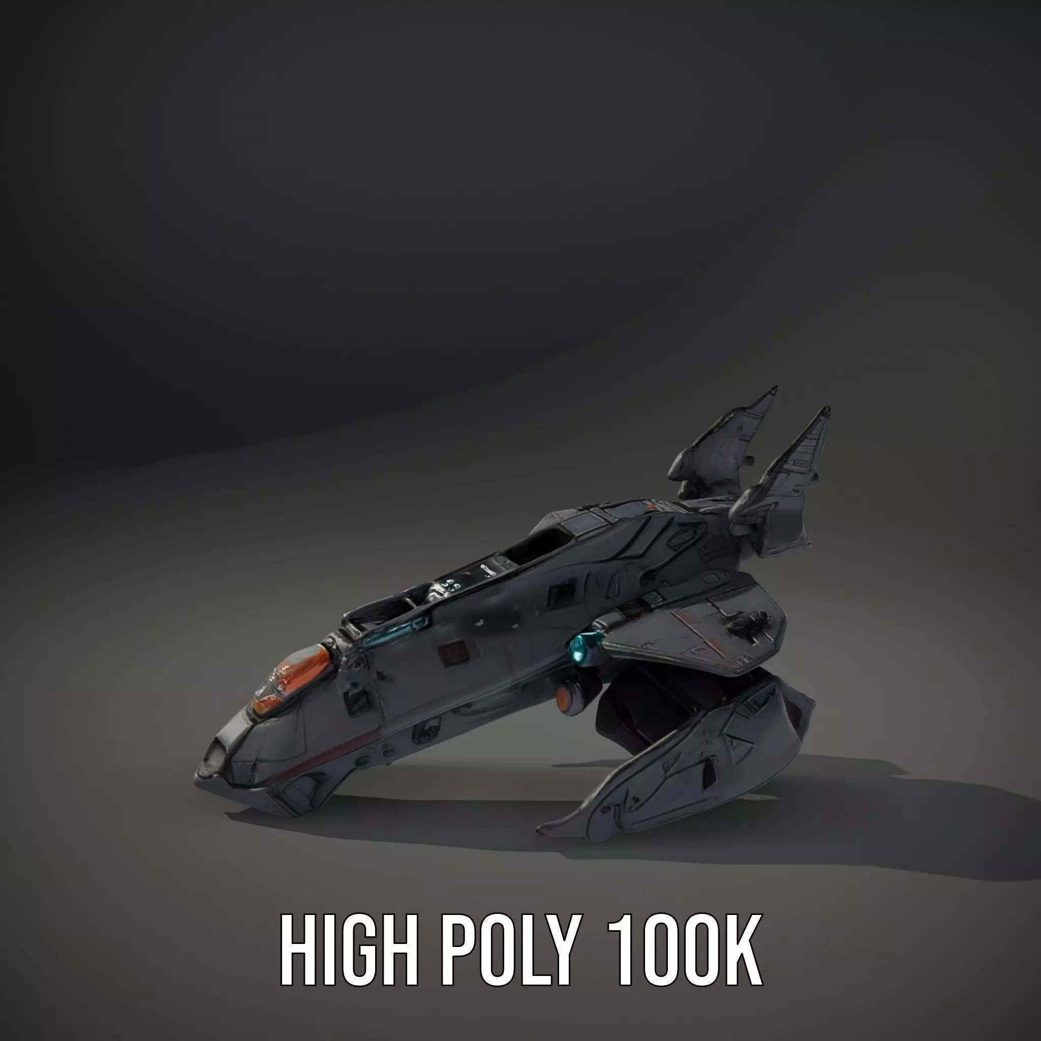 Sleek Spacefighter model pack Low-poly 3D model_8