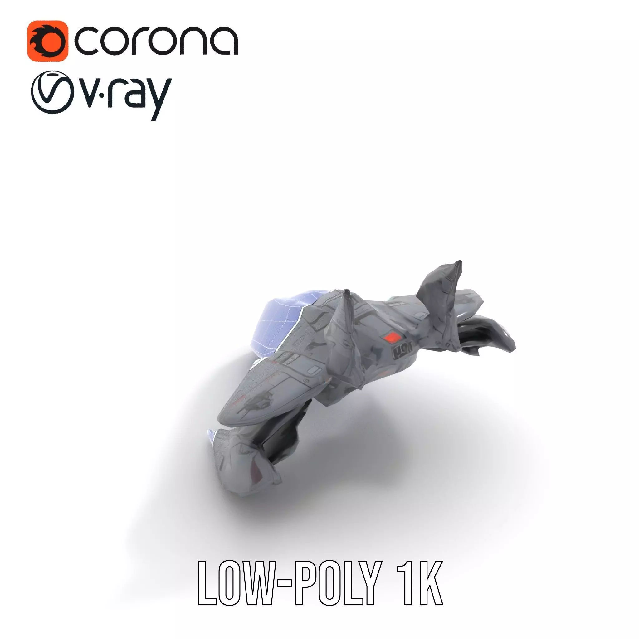 Sleek Spacefighter model pack Low-poly 3D model_20