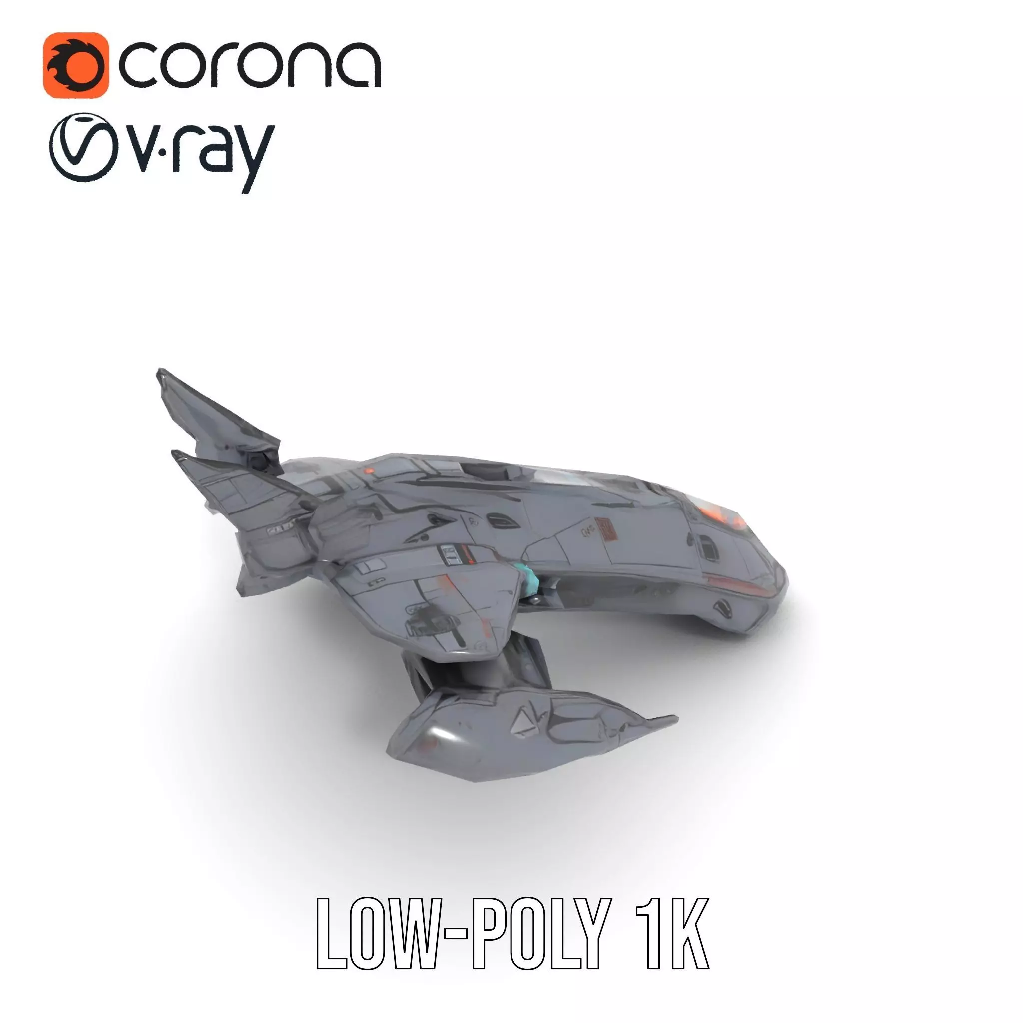 Sleek Spacefighter model pack Low-poly 3D model_12