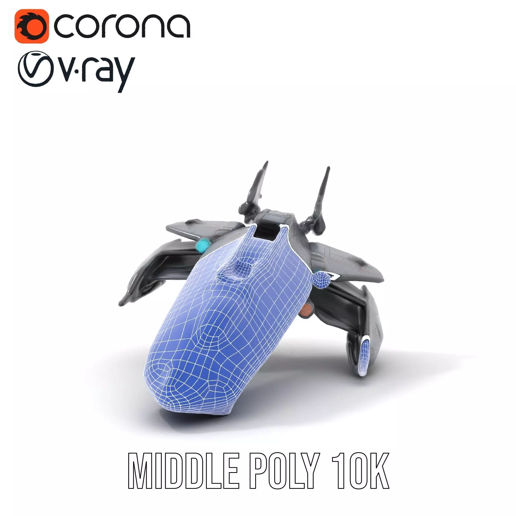 Sleek Spacefighter model pack Low-poly 3D model_22