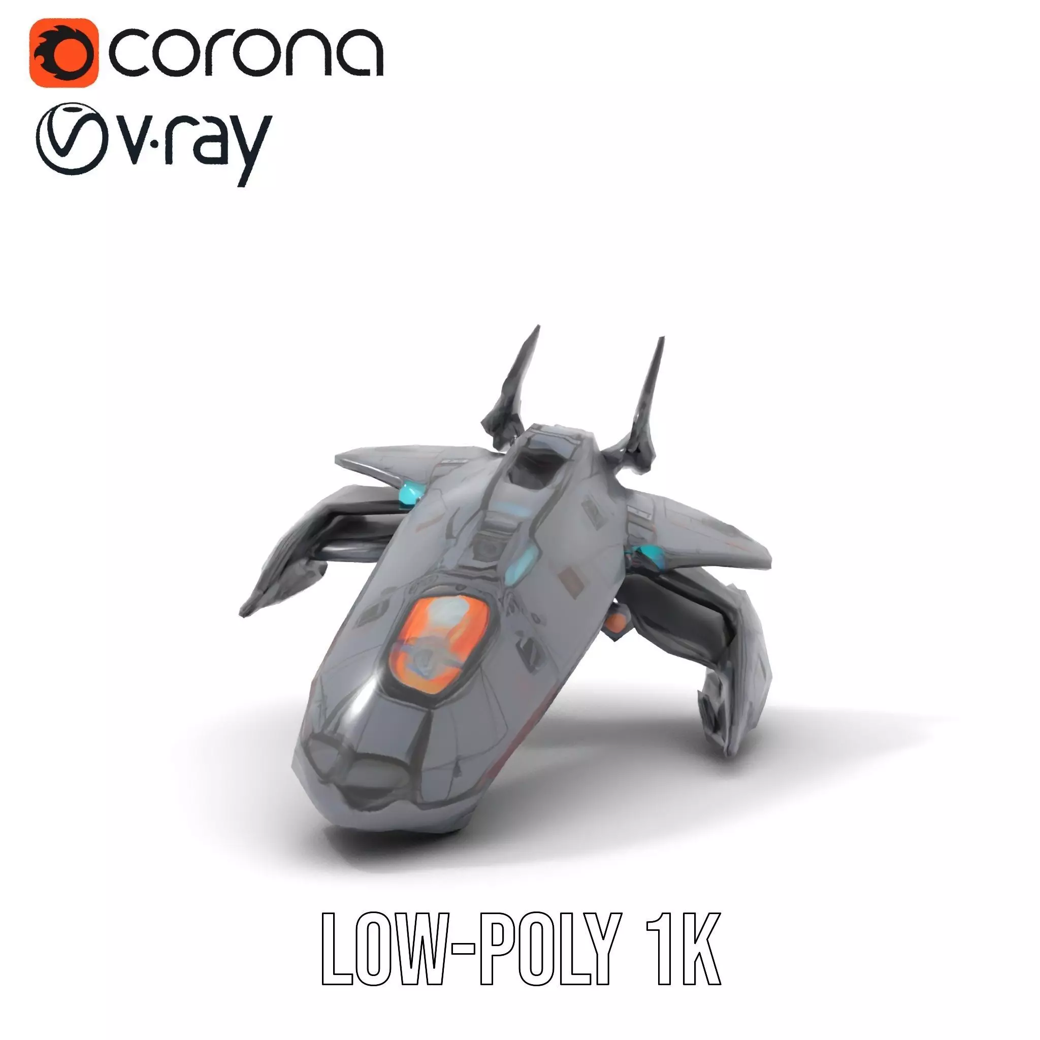 Sleek Spacefighter model pack Low-poly 3D model_9