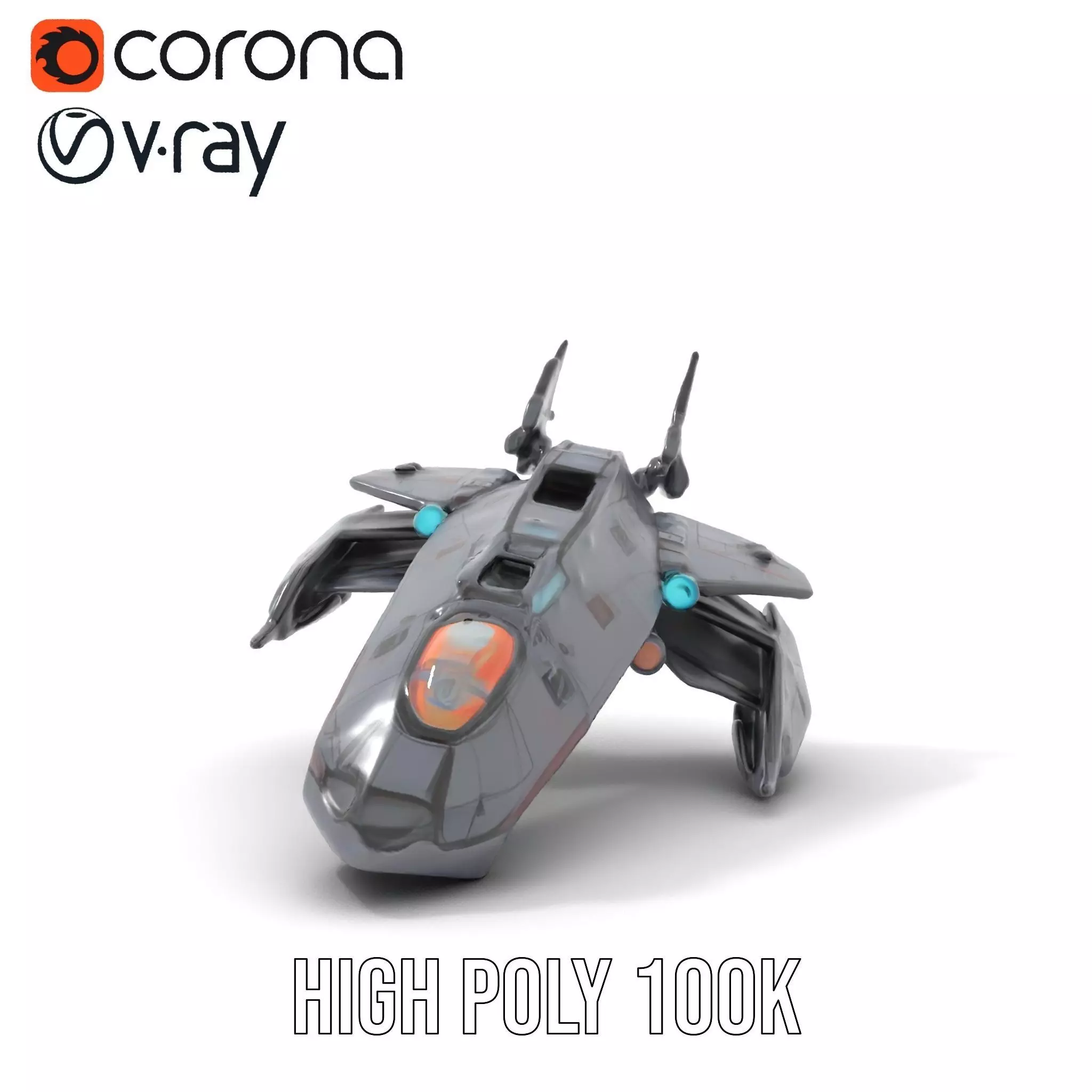 Sleek Spacefighter model pack Low-poly 3D model_28