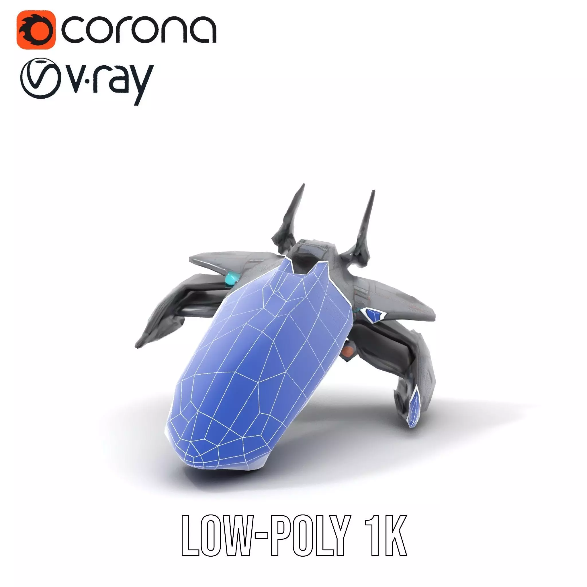 Sleek Spacefighter model pack Low-poly 3D model_27