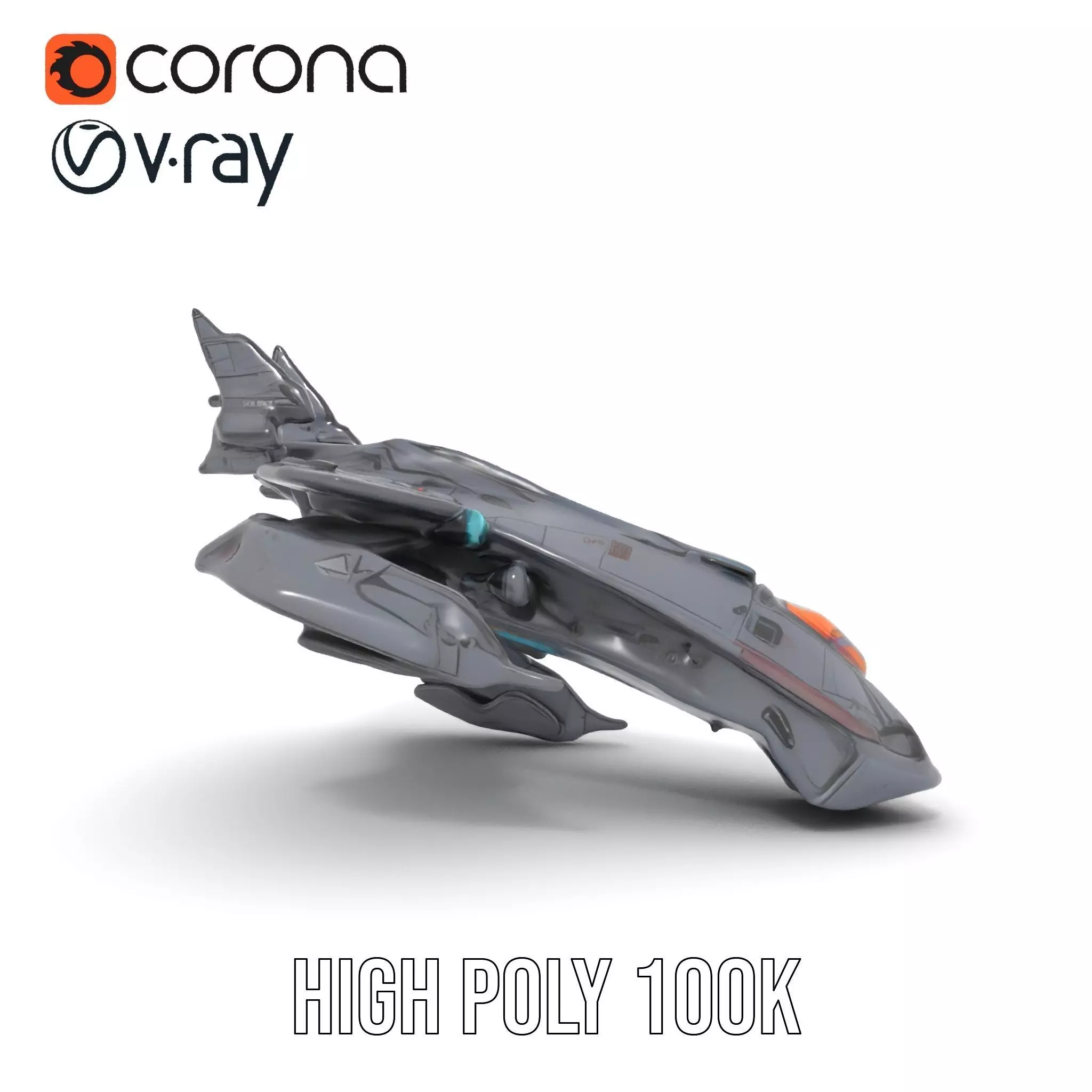 Sleek Spacefighter model pack Low-poly 3D model_21