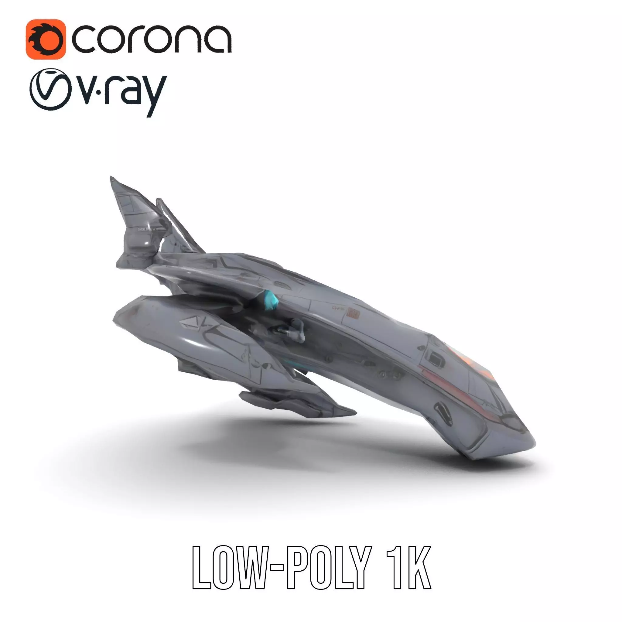 Sleek Spacefighter model pack Low-poly 3D model_17
