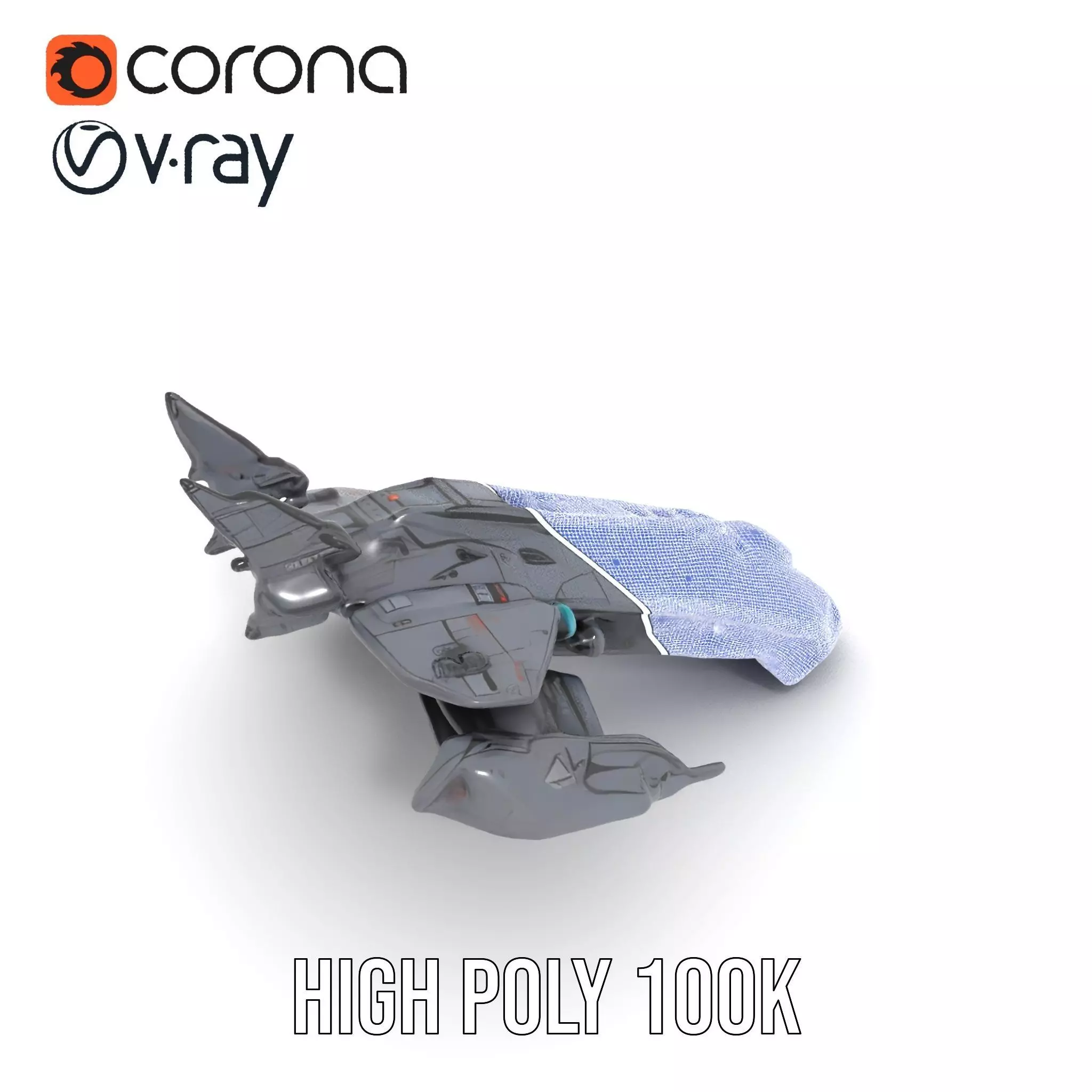 Sleek Spacefighter model pack Low-poly 3D model_33