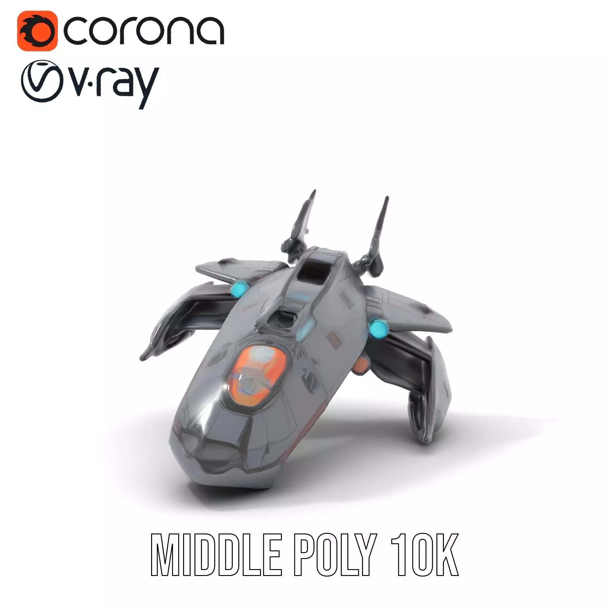 Sleek Spacefighter model pack Low-poly 3D model_6