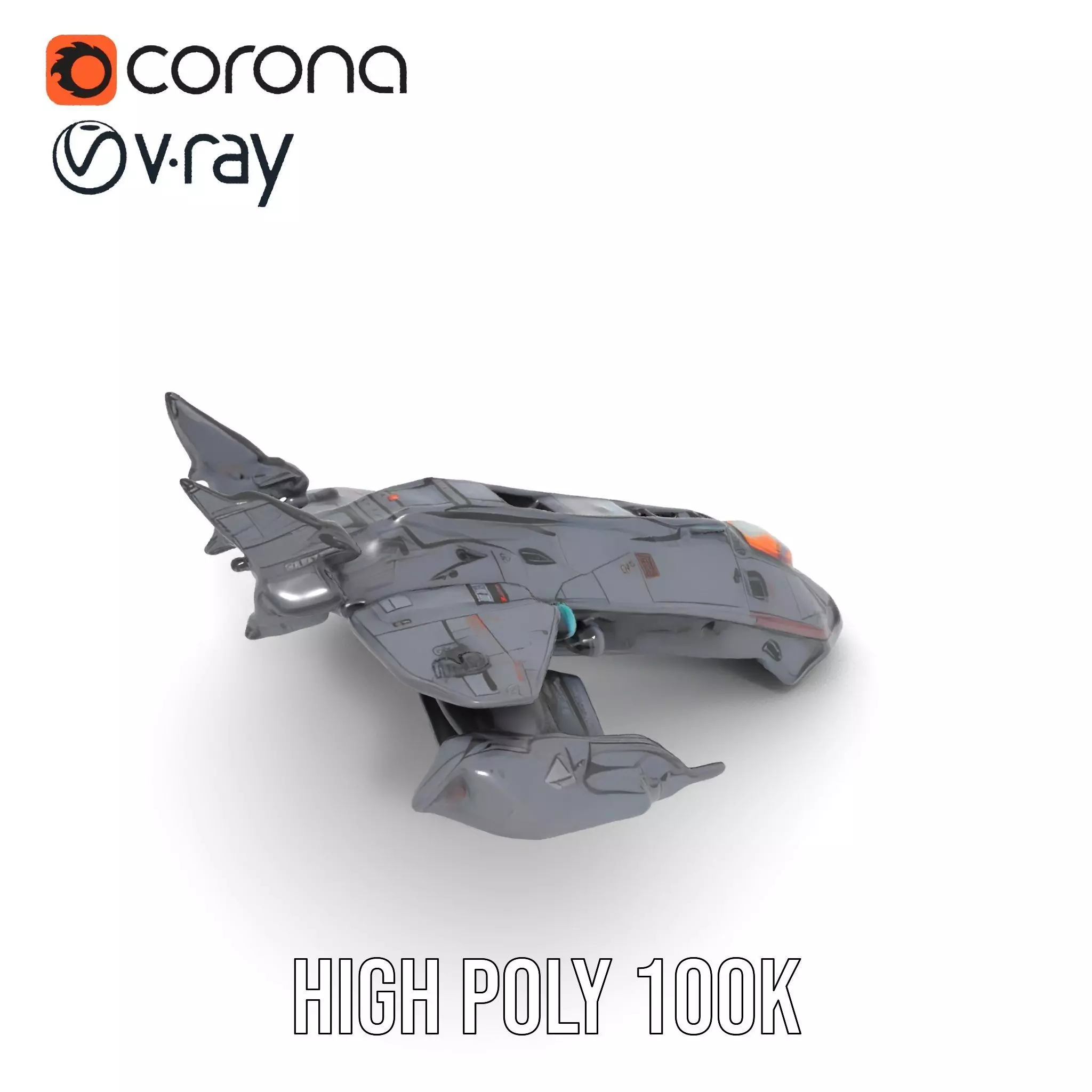 Sleek Spacefighter model pack Low-poly 3D model_18