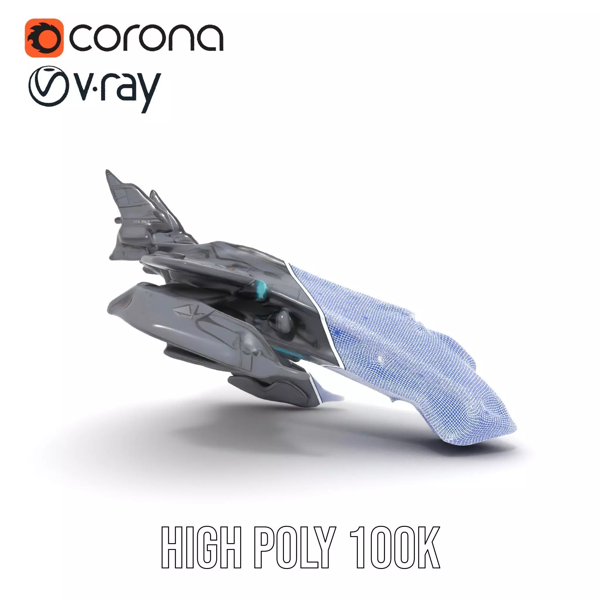 Sleek Spacefighter model pack Low-poly 3D model_32