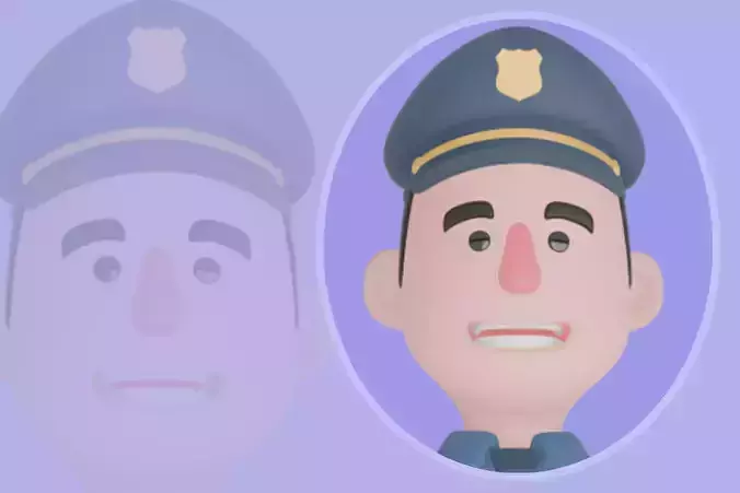 Stylized 3D Male Police - Officer Directing Traffic Arms Out