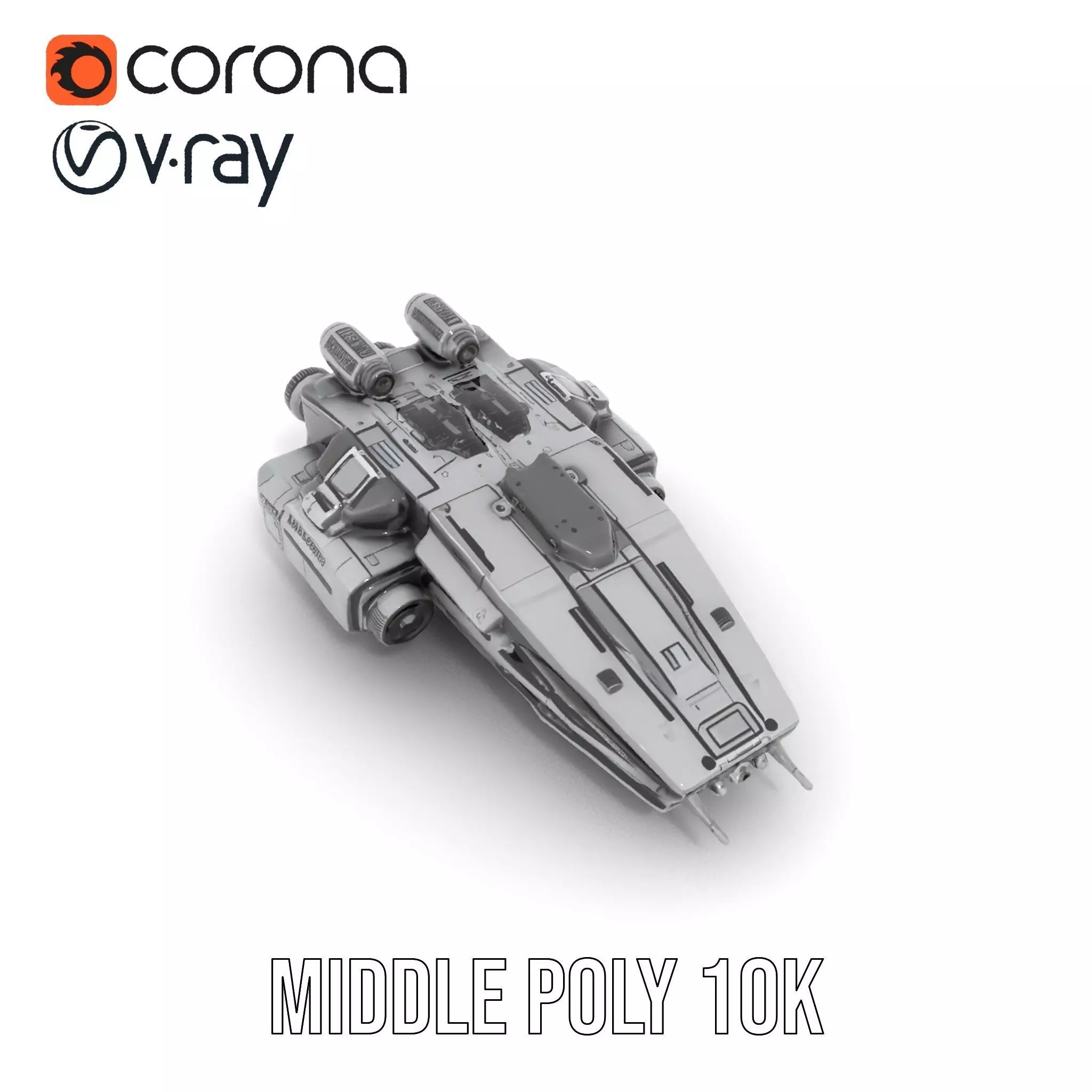 Vanguard Starship model pack Low-poly 3D model_10