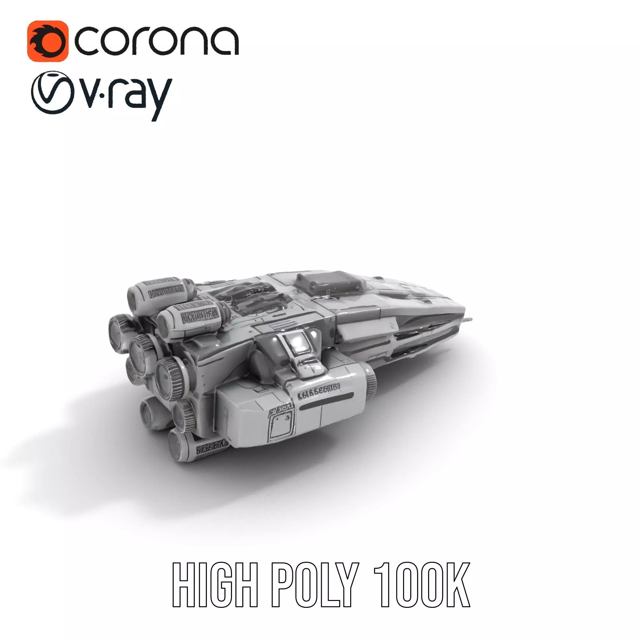 Vanguard Starship model pack Low-poly 3D model_26