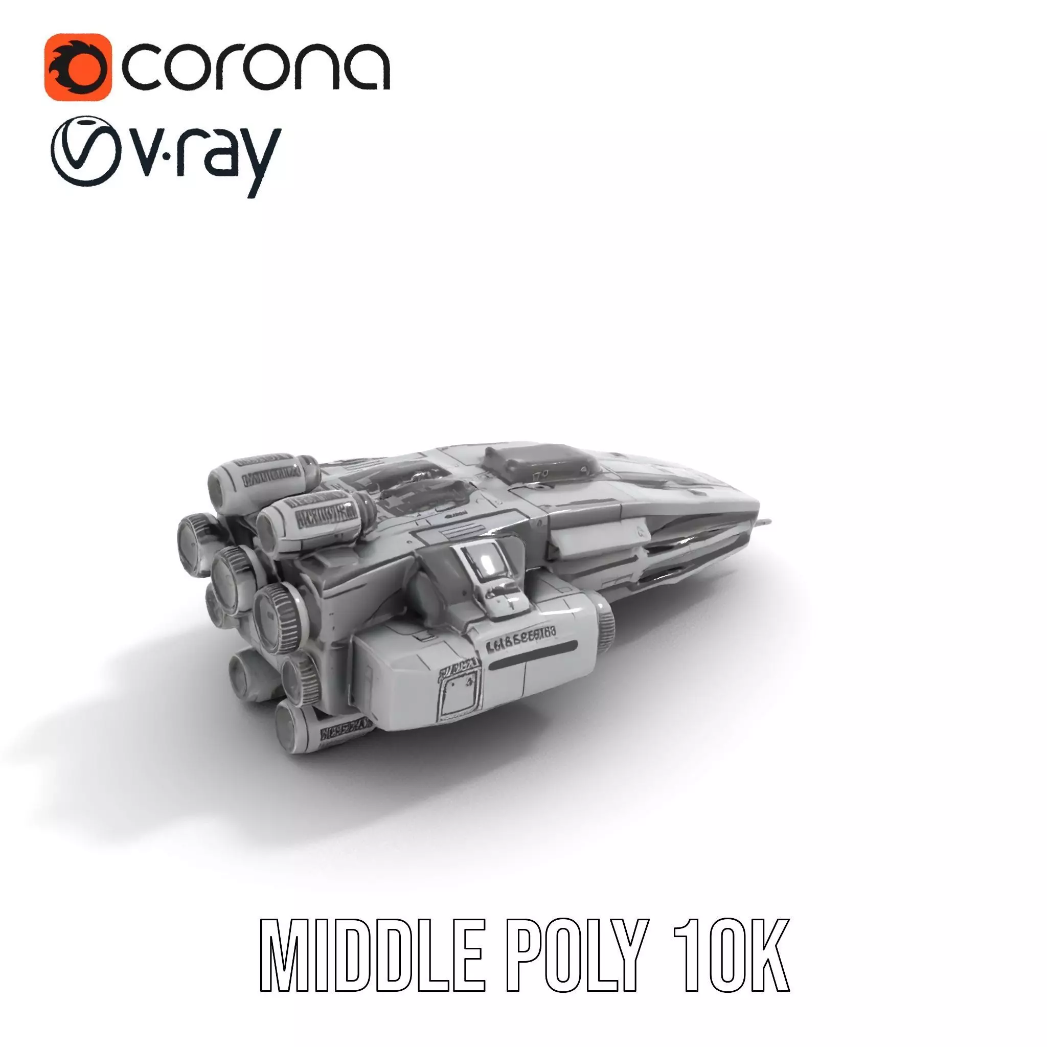 Vanguard Starship model pack Low-poly 3D model_6