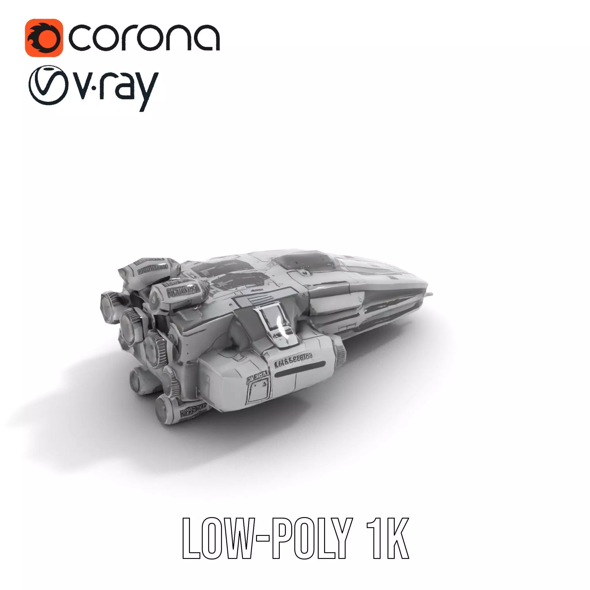 Vanguard Starship model pack Low-poly 3D model_11