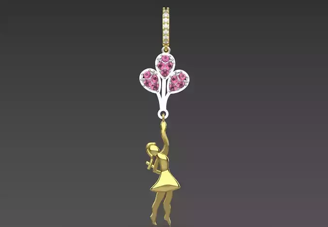 Balloon Girl Pendant stl 3dm Necklace Model jp0313