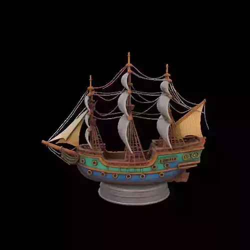 2226Pirate Sailing Ship with Cannons Minimalist Model