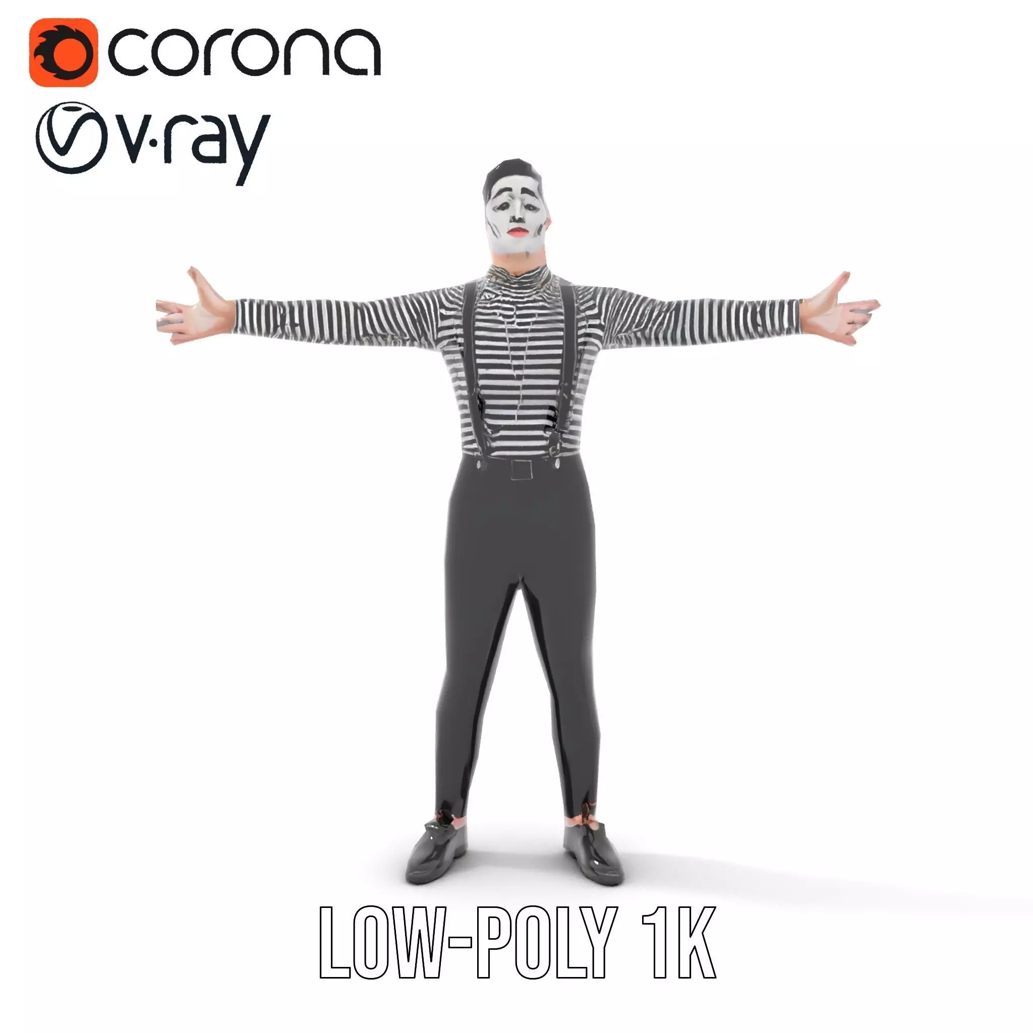 Classic Mime Performer model pack Low-poly 3D model_14