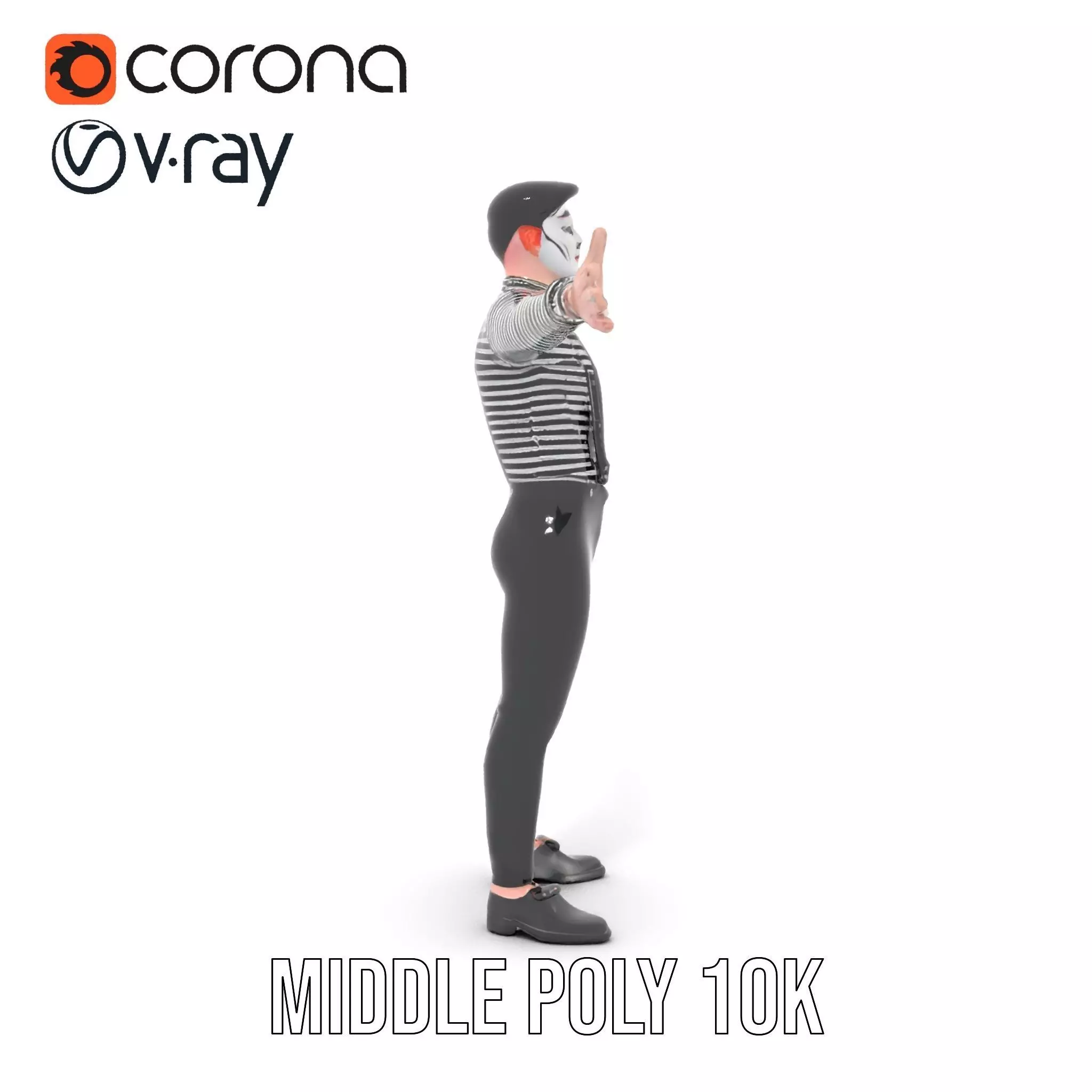 Classic Mime Performer model pack Low-poly 3D model_13