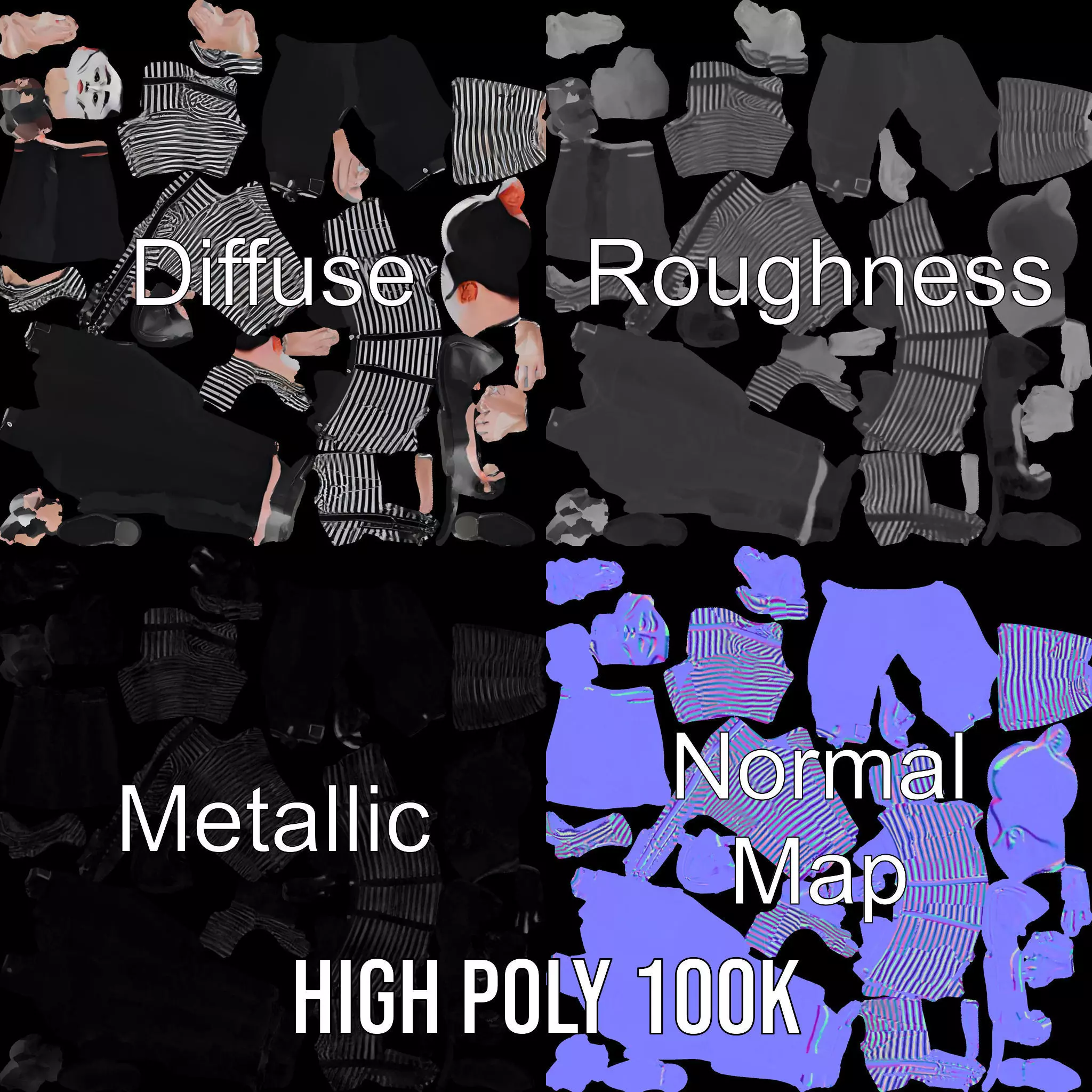 Classic Mime Performer model pack Low-poly 3D model_3