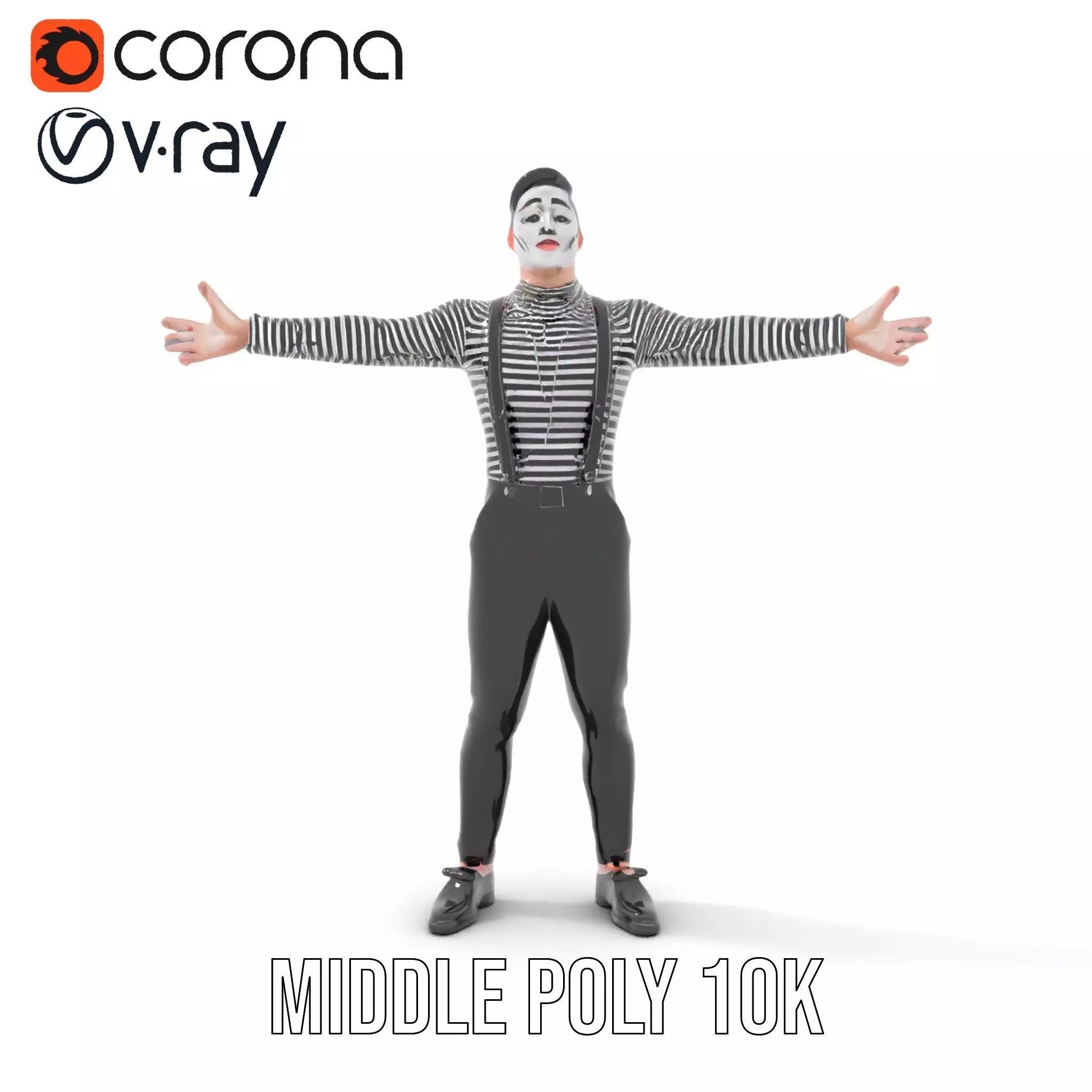 Classic Mime Performer model pack Low-poly 3D model_11