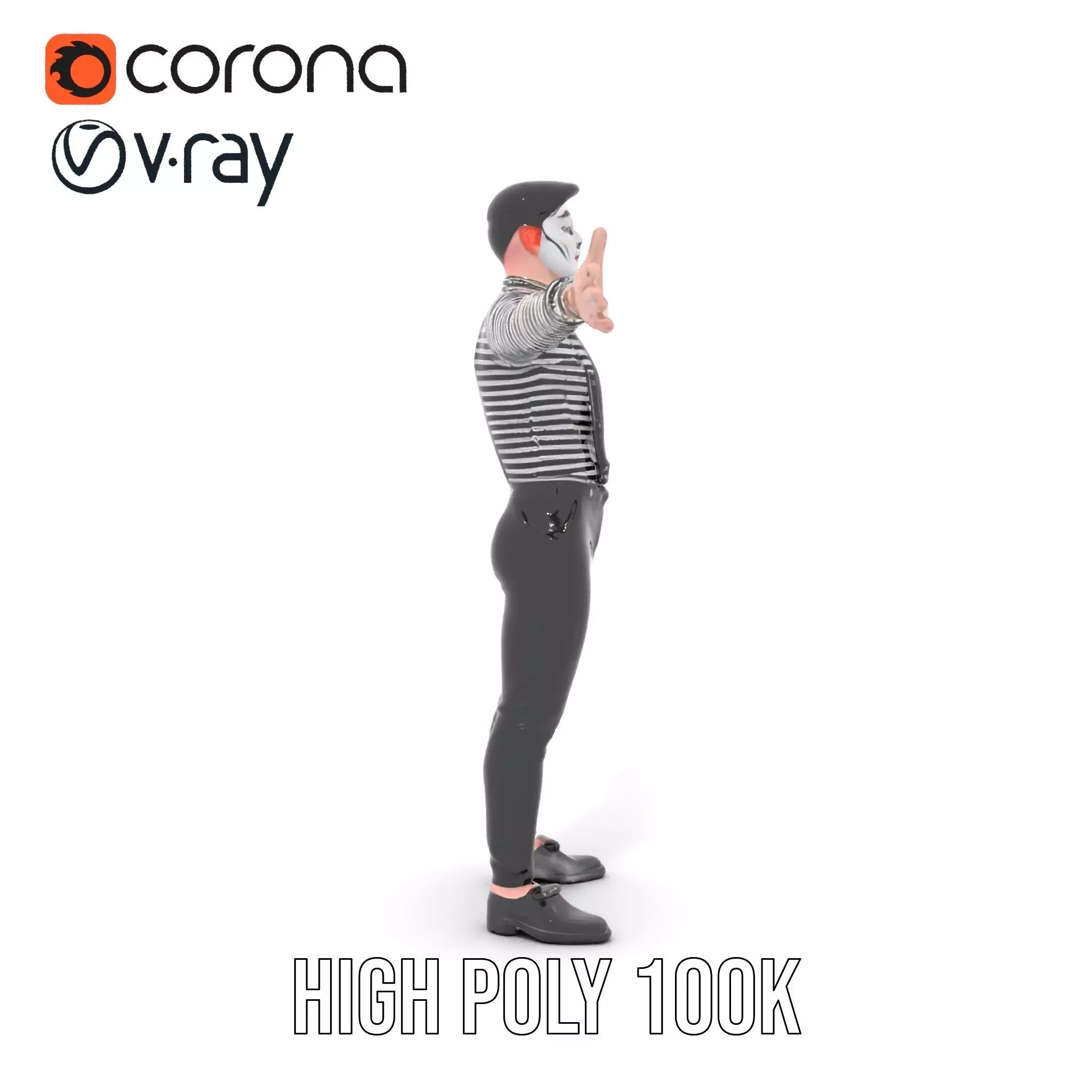 Classic Mime Performer model pack Low-poly 3D model_26