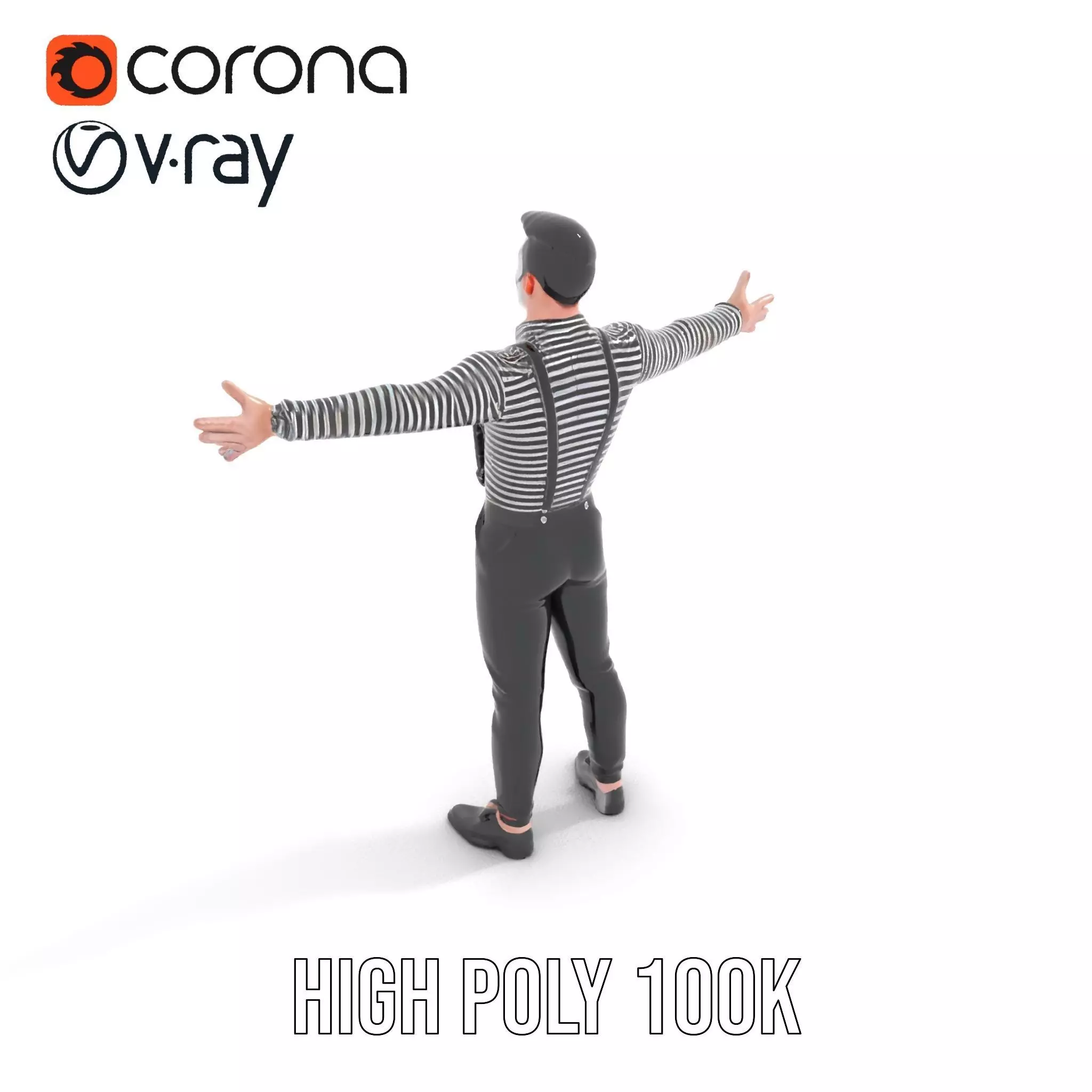 Classic Mime Performer model pack Low-poly 3D model_20