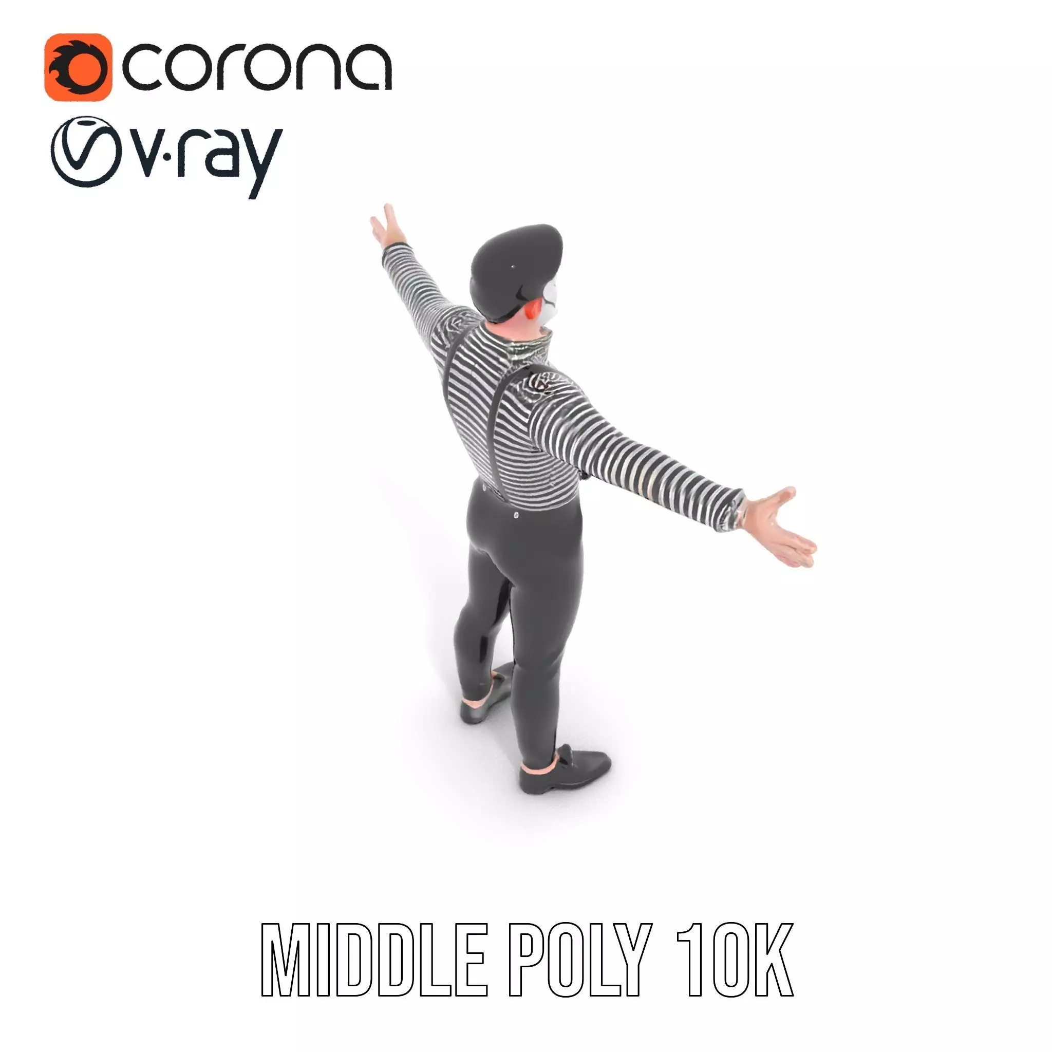 Classic Mime Performer model pack Low-poly 3D model_5