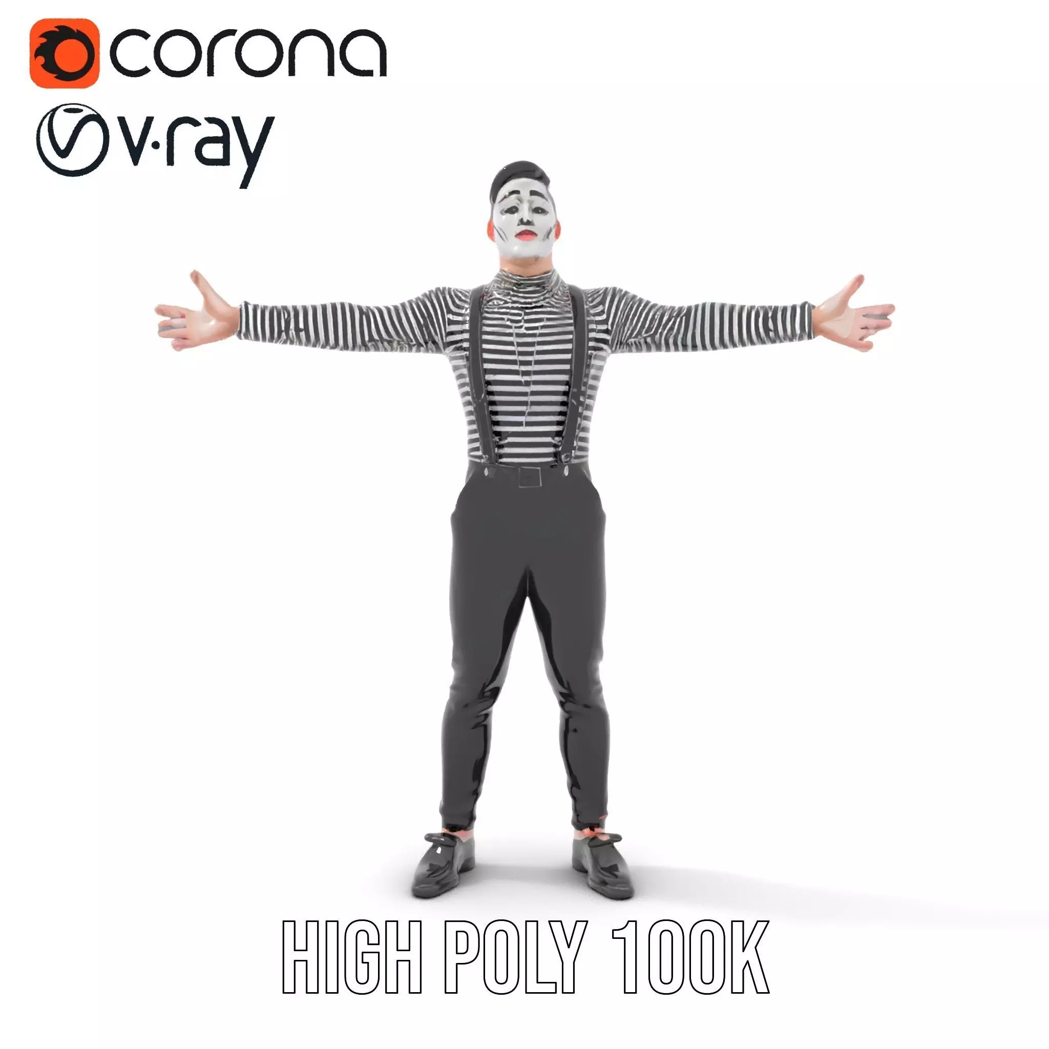 Classic Mime Performer model pack Low-poly 3D model_23