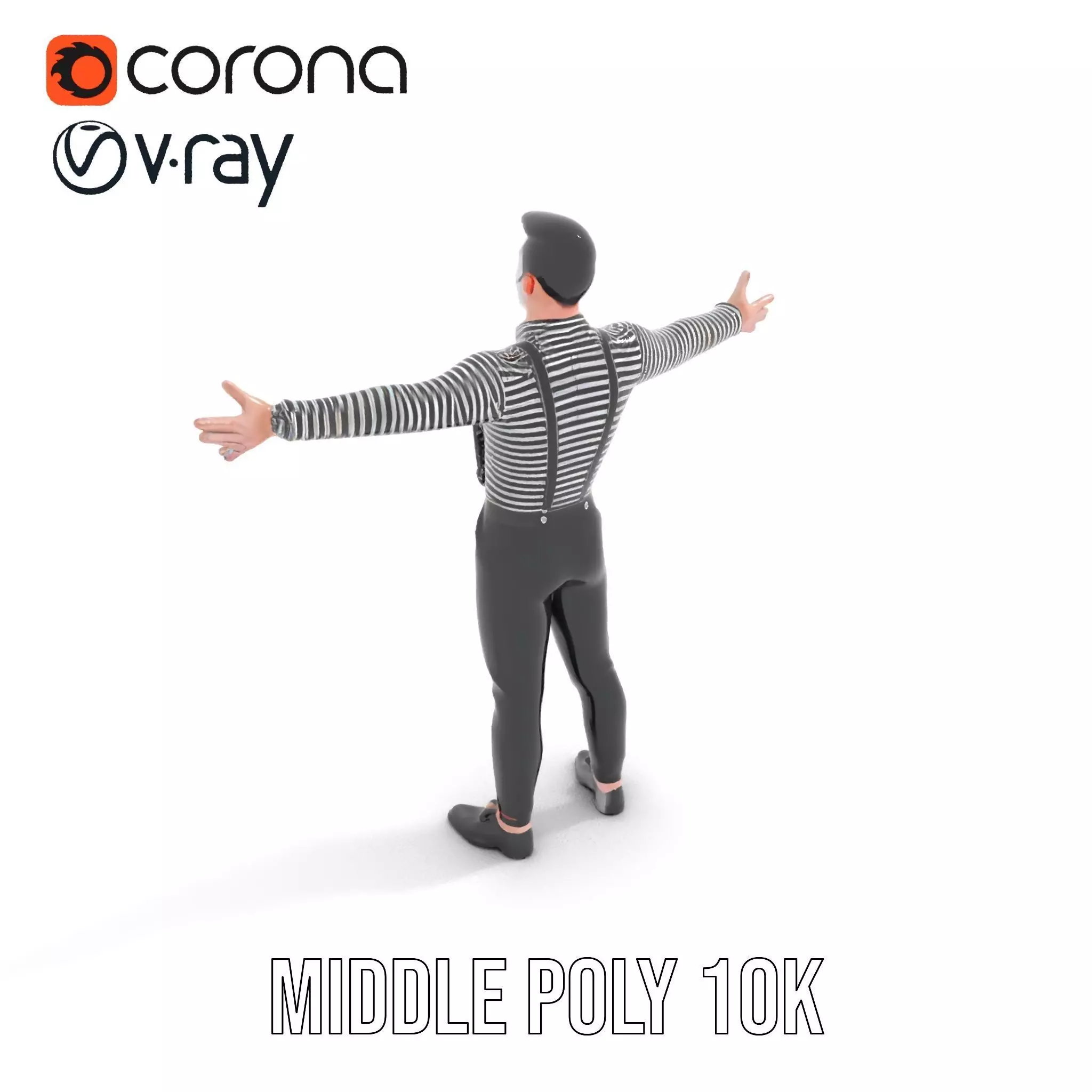 Classic Mime Performer model pack Low-poly 3D model_6