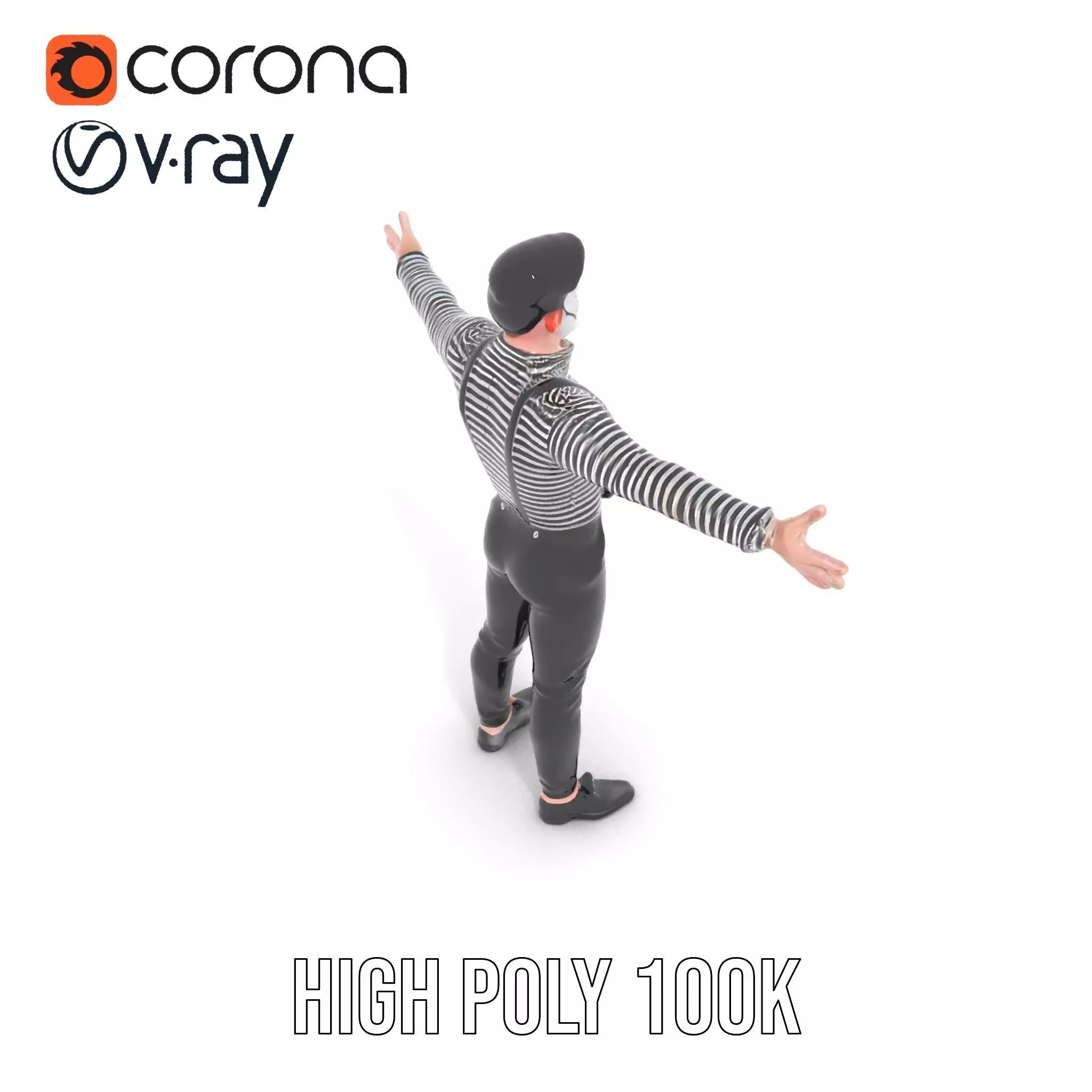 Classic Mime Performer model pack Low-poly 3D model_29