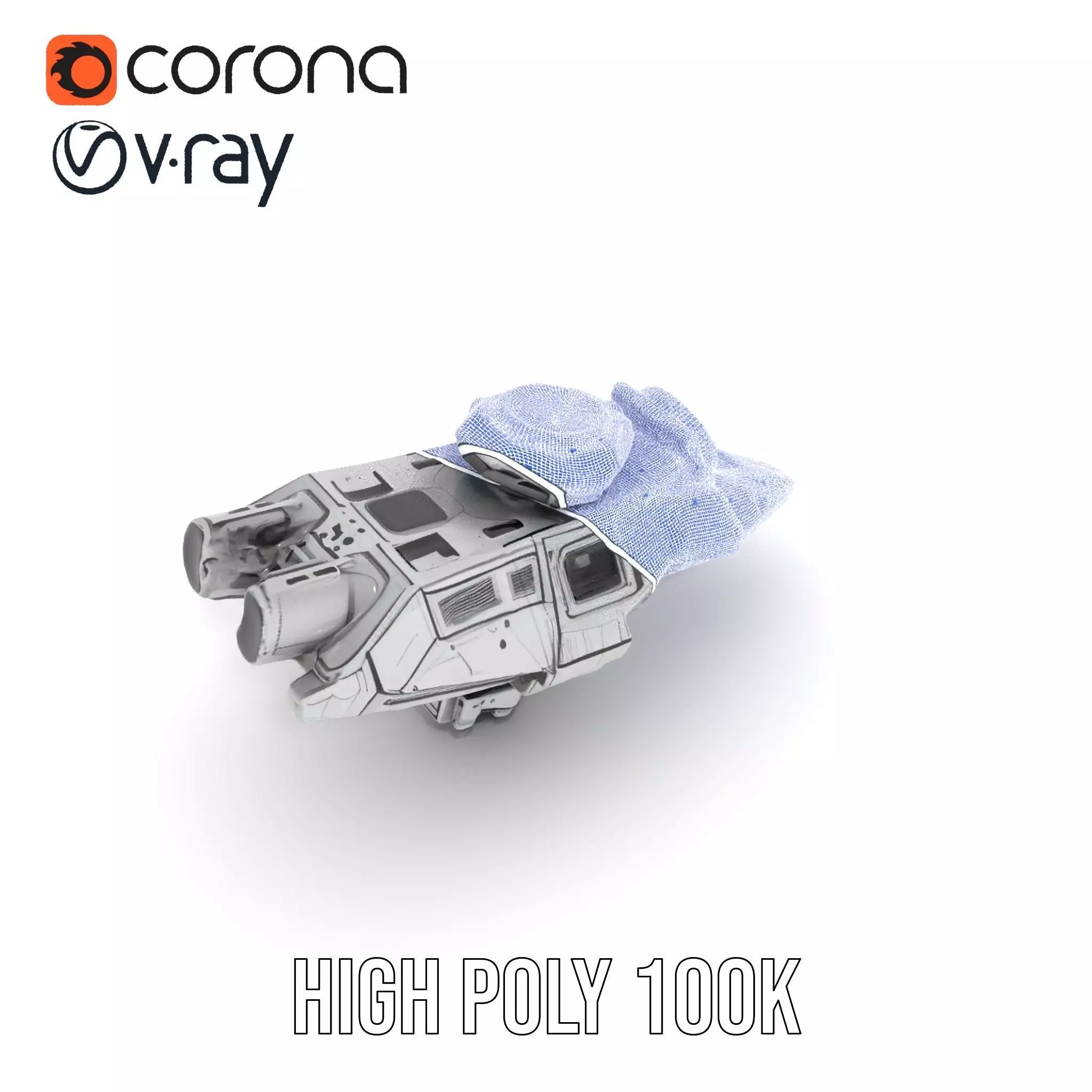 Futuristic Spacecraft model pack Low-poly 3D model_33