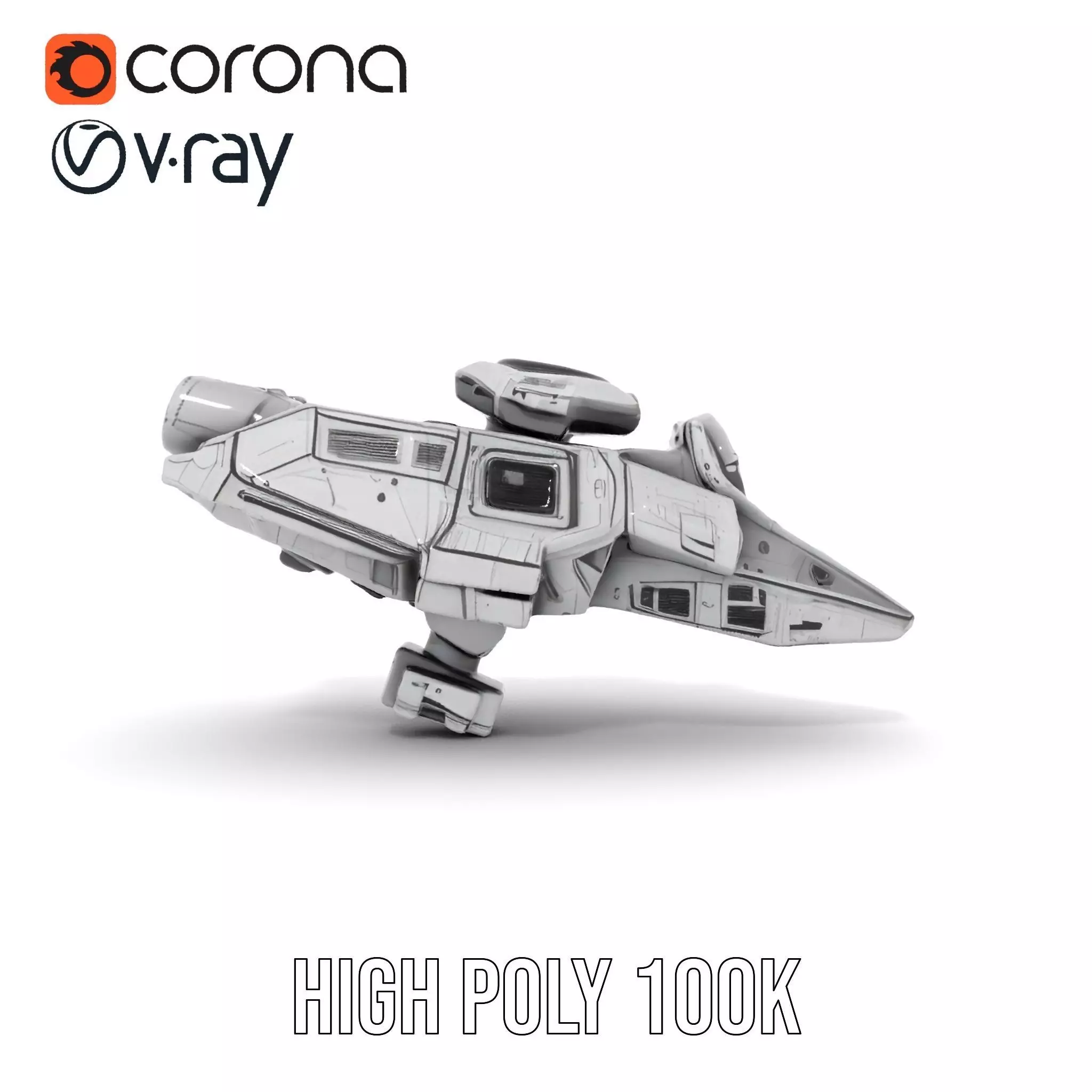 Futuristic Spacecraft model pack Low-poly 3D model_25