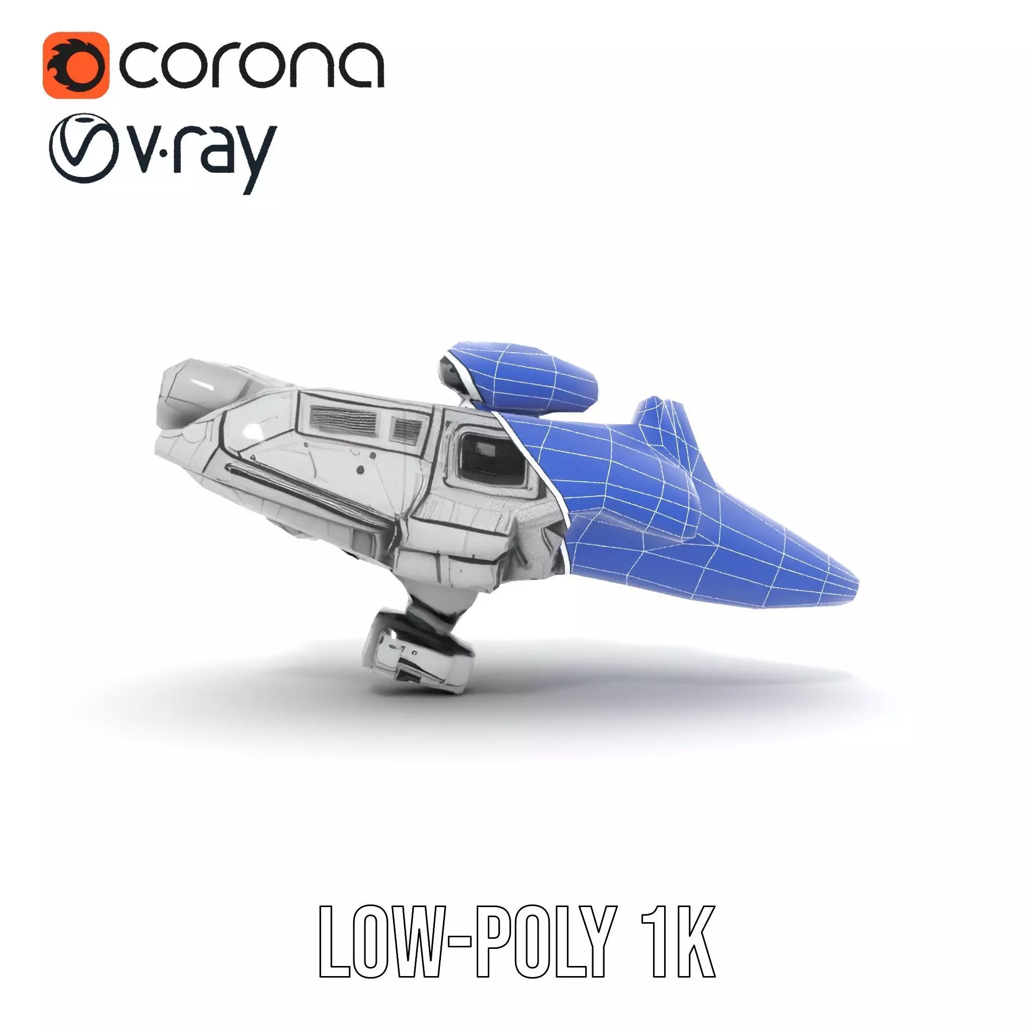Futuristic Spacecraft model pack Low-poly 3D model_17