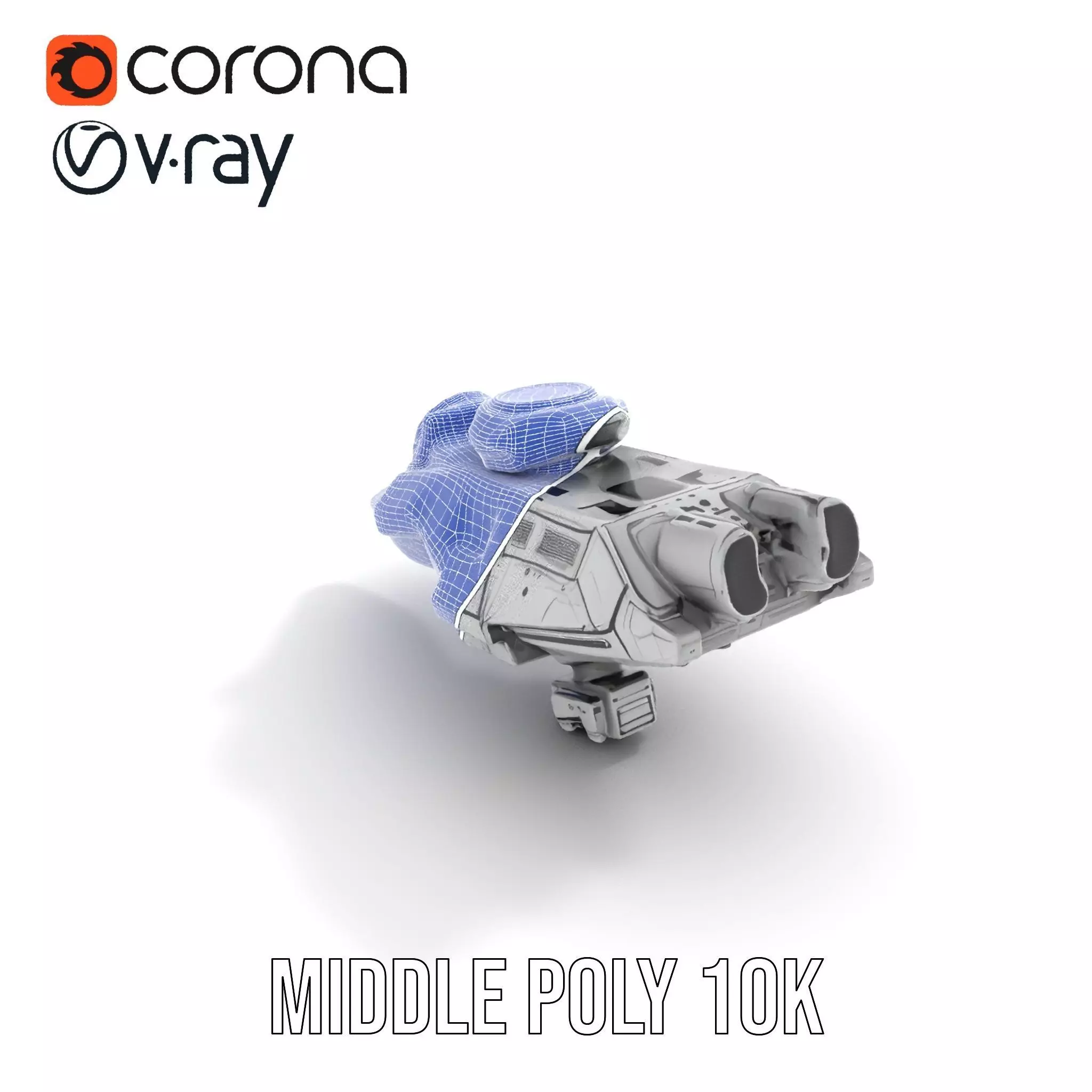 Futuristic Spacecraft model pack Low-poly 3D model_16